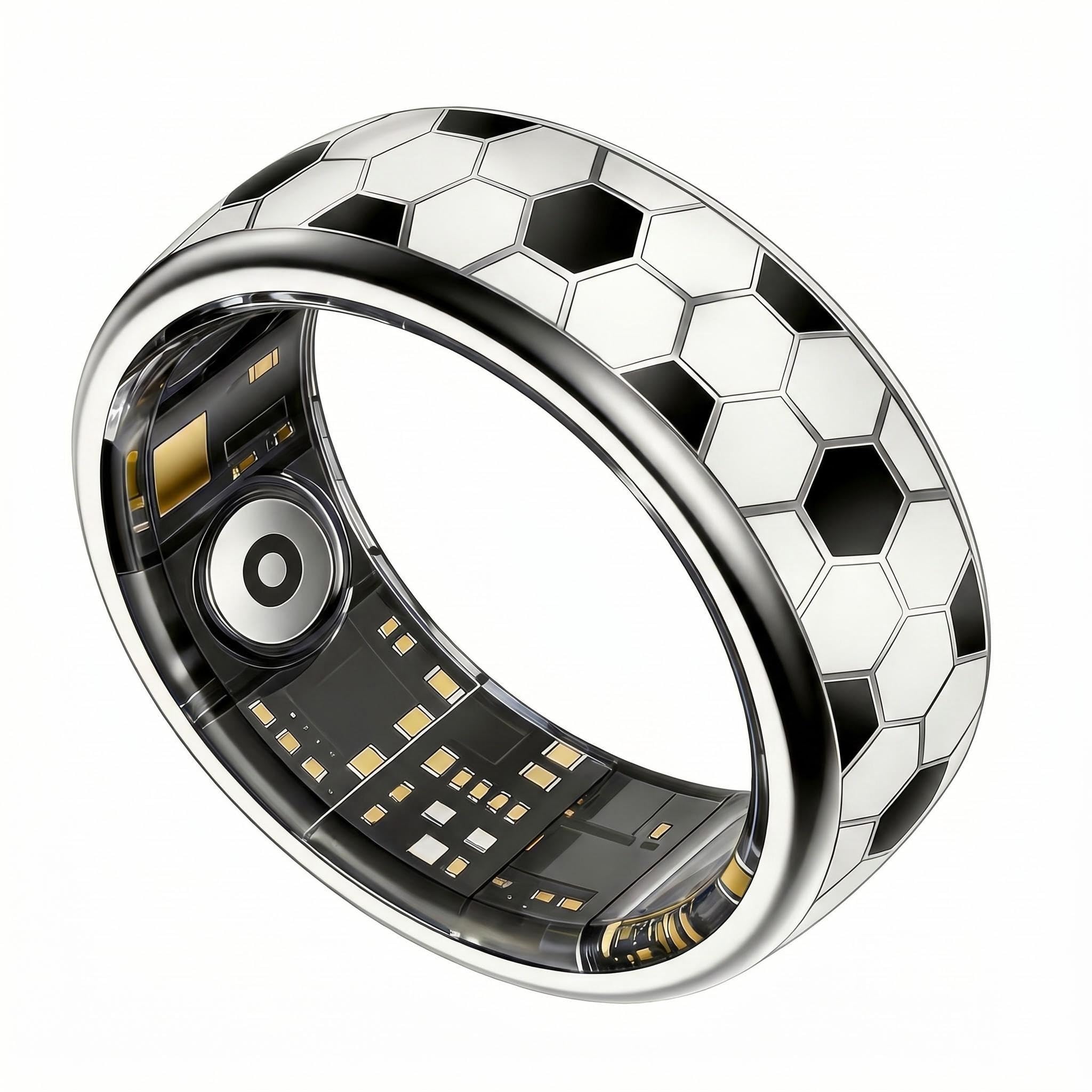 Football Pattern Smart Health Ring with 3 Health Metrics, Multisports, Call Reminder, Gesture Photo and IP68 Waterproof, Compatible with iOS and Android, Fitness Tracker for Women & Men (10)-image-45