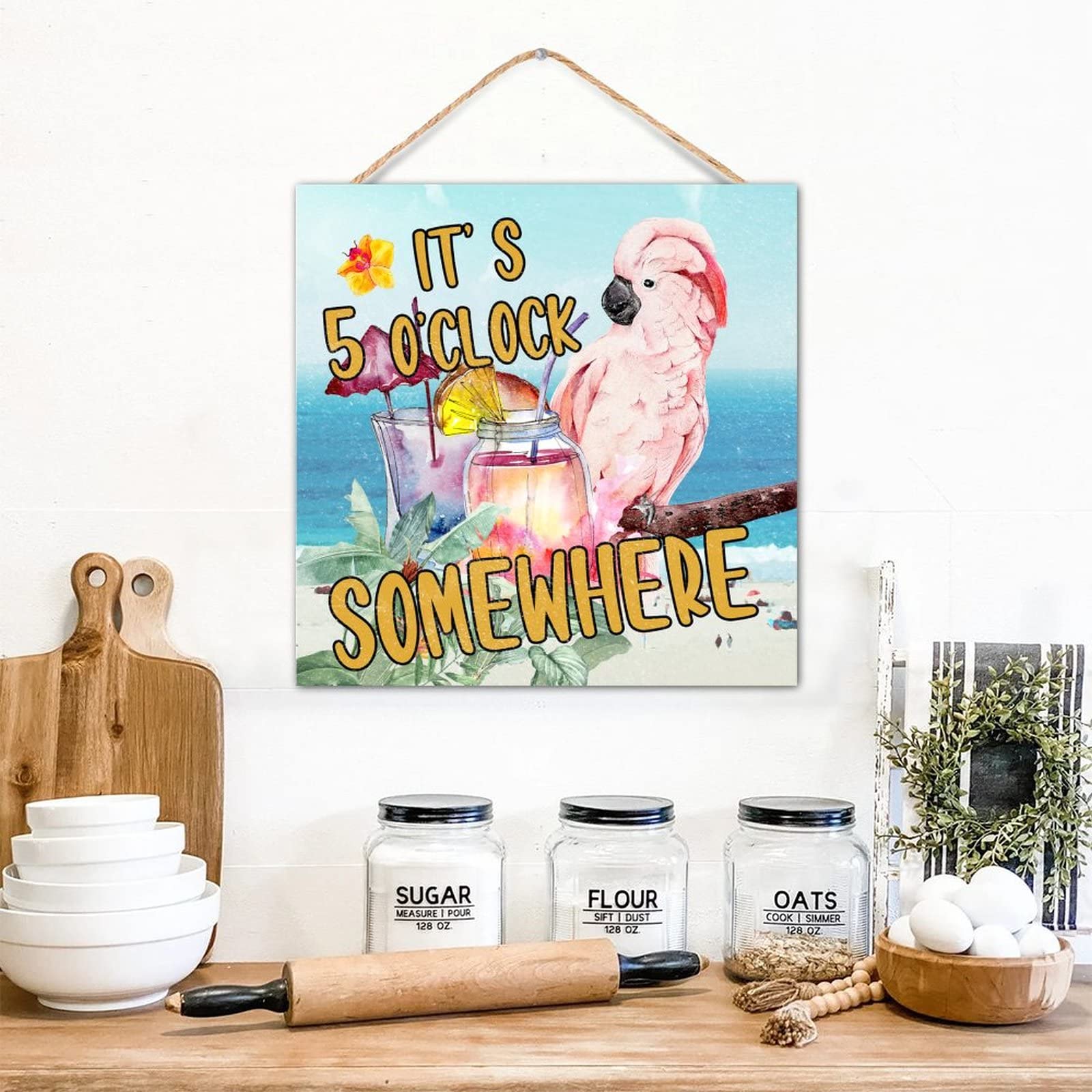 Panneau en bois décor d'intérieur style ferme motifs oiseaux et fleurs