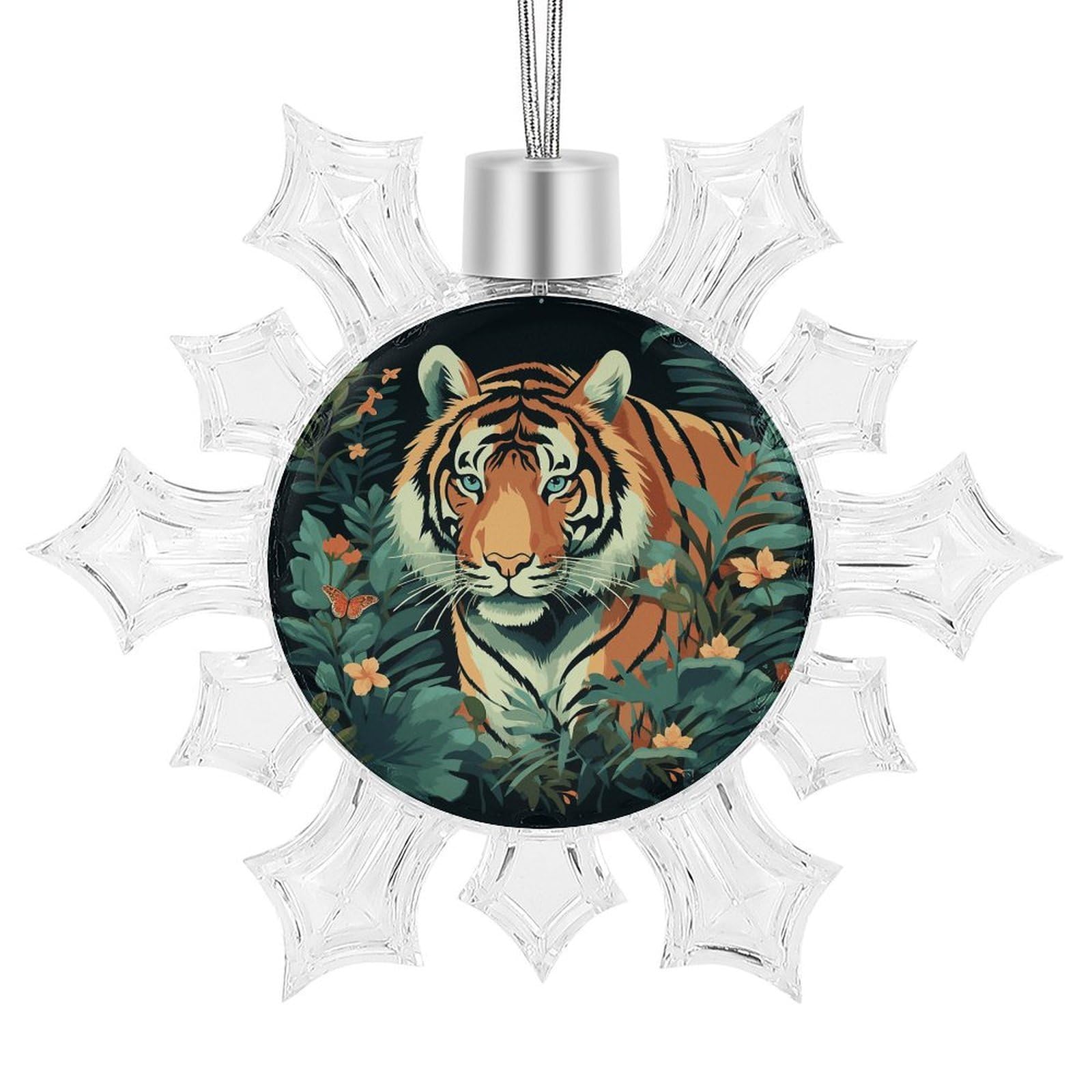 Butterfly and Tiger Snowflake Ornaments Cute Snowflake Pendant Exquisite Christmas Tree Ornaments for Christmas Weddings New Year Birthday Holiday Celebration