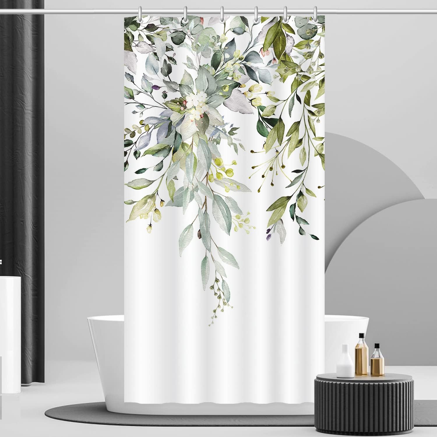 Romantic Angels Sage Green Shower Curtain Watercolor