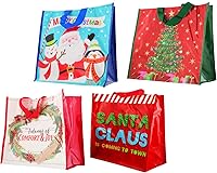 Vista 1 de Bolsas reutilizables grandes de Navidad con asas (juego de 4), Varios