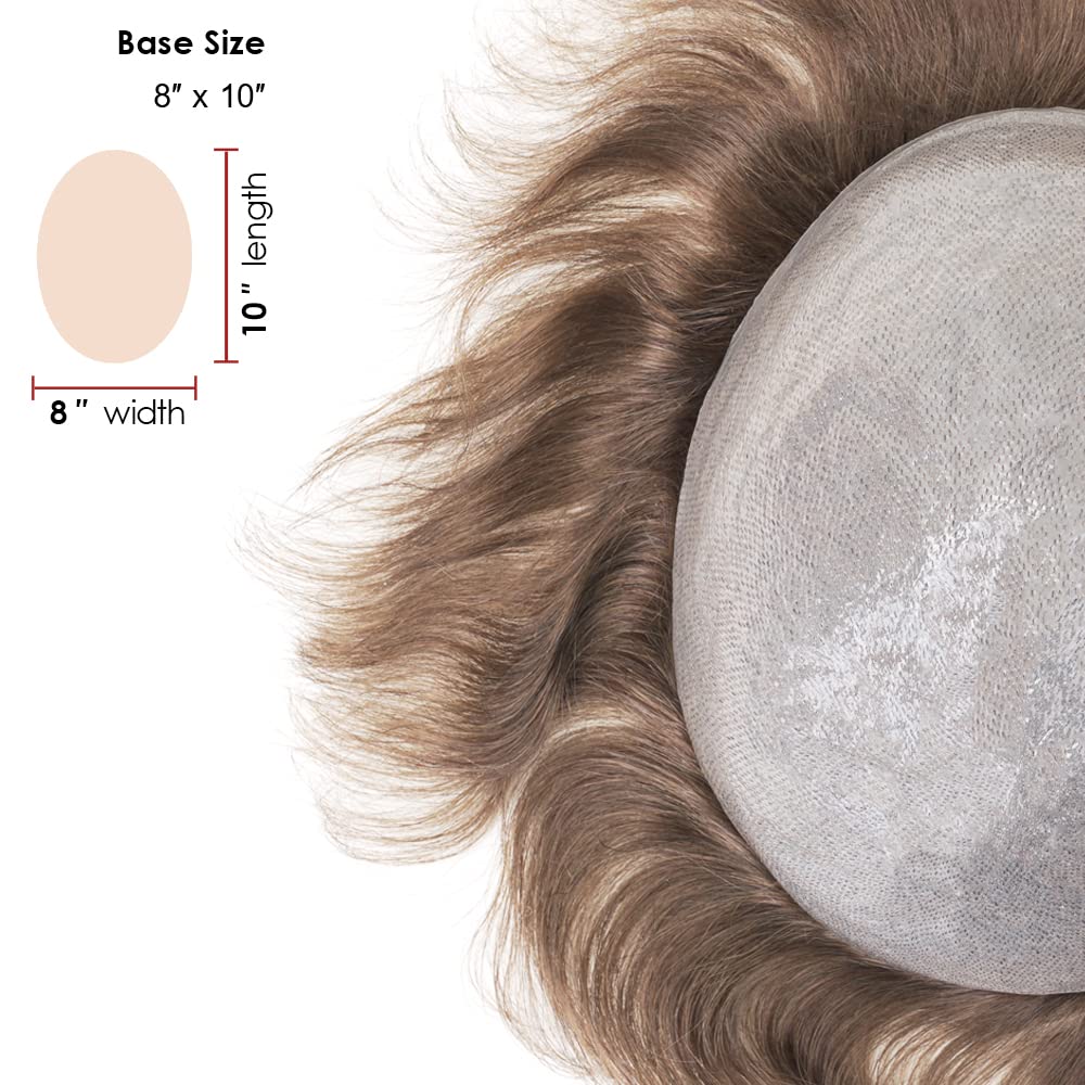Lordhair Protesi Capelli Uomo, Pelle Super Sottile da 0,03 mm Tutti con loop a V Parrucca da Uomo per Sistema Capillare da 8x10 Pollici Dimensione Della Base