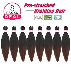 Dorsanee Braiding Hair Pre Stretched 14 Inch 8 Packs Ombre Brown Braiding Hair Extensions for Crochet Box Braids Twists Locs Hair Soft Yaki Texture Hot Water Setting (14inch,1B/30)