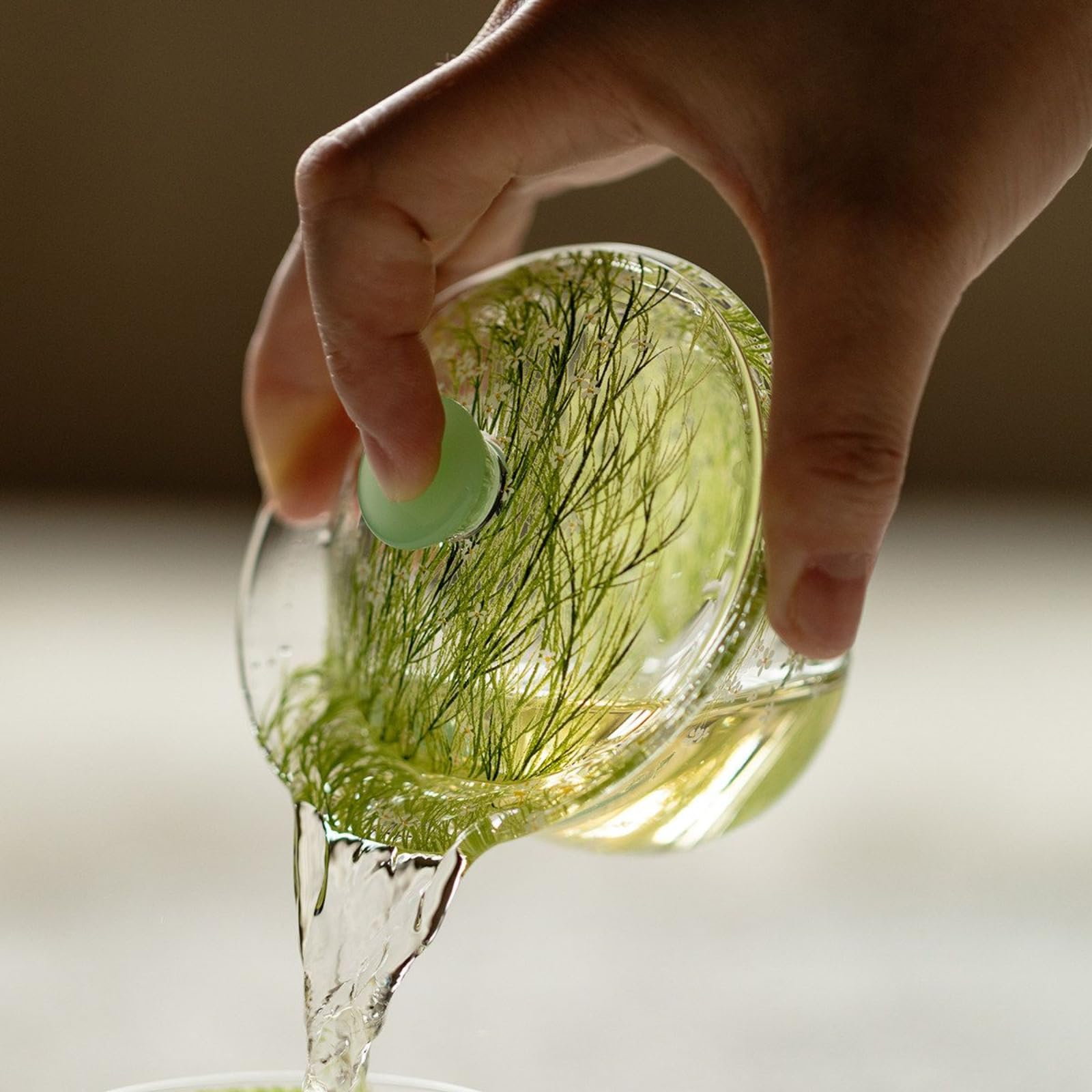 Handgezeichnetes Glas Gaiwan, 95 ml, Borosilikat, transparent, Teeschale, Kung-Fu-Tee-Set