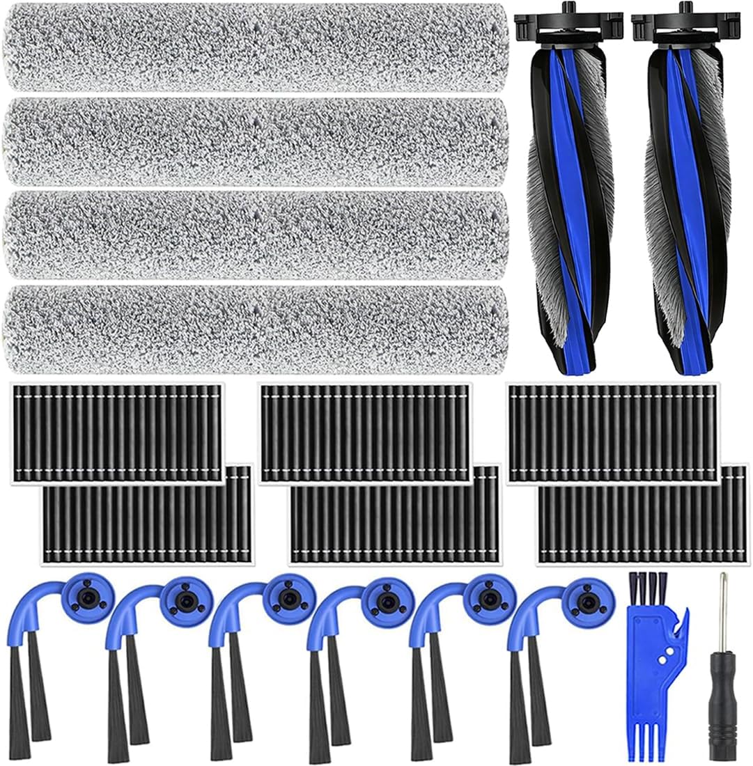 Accessories for Ecovacs Deebot T90 PRO OMNI/X9S PRO OMNI/X12 OMNICYCLONE Robot Vacuum, 2 Main Brush, 2 Roller Mops, 6 Hepa Filters, 6 Side Brushes