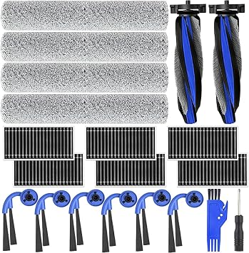 Accessories for Ecovacs Deebot T90 PRO OMNI/X9S PRO OMNI/X12 OMNICYCLONE Robot Vacuum, 2 Main Brush, 2 Roller Mops, 6 Hepa Filters, 6 Side Brushes
