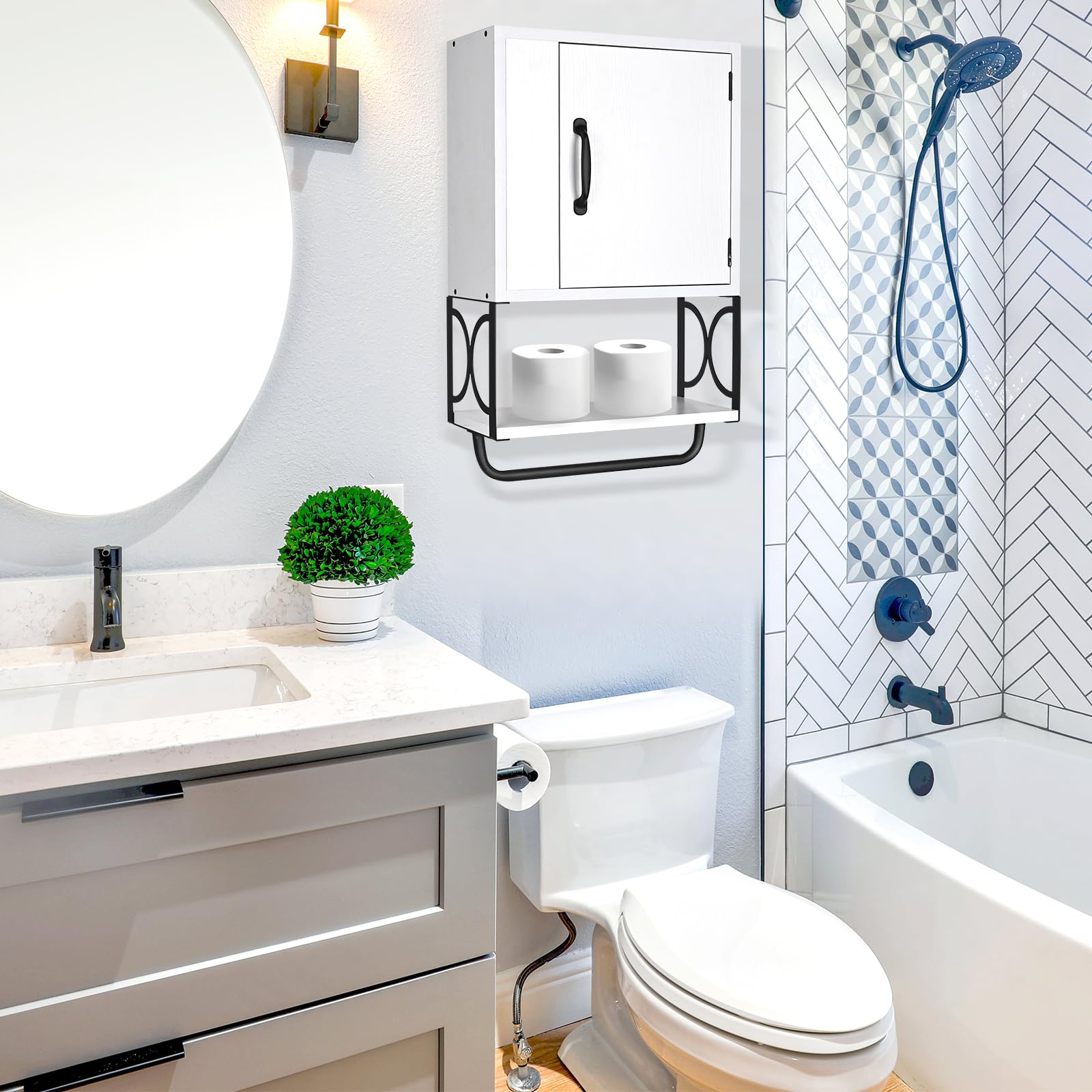 MBQQ Over The Toilet Storage Cabinet,Bathroom Organizers and Storage,estantes para baños,Above Toilet Storage Cabinet,White Shelves for Bathroom Wall