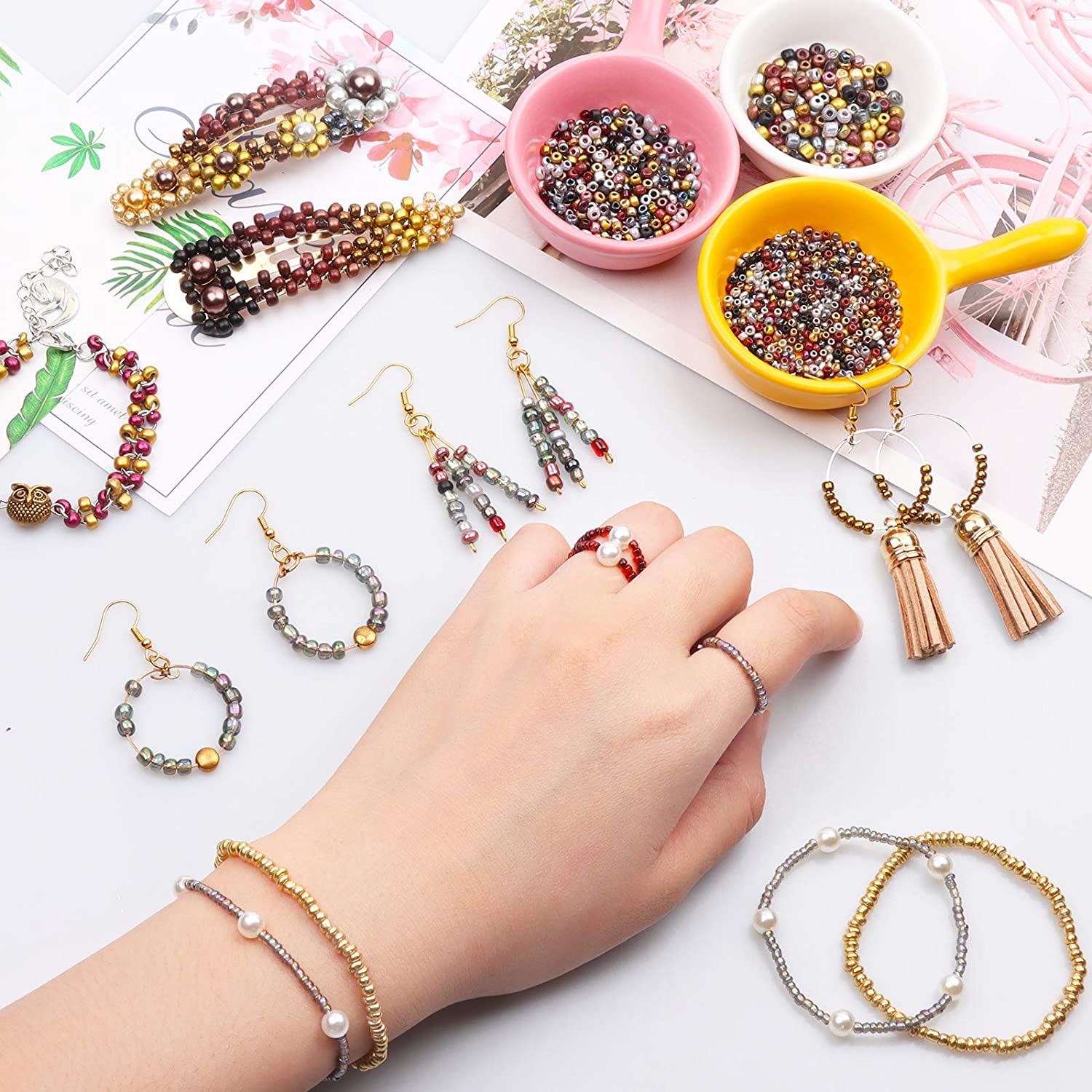 7200pcs Glass Seed Beads 2mm Small Bracelet Beads Craft Beads Pony Seed Beads 24 Colors Opaque Beads for DIY Necklaces Earrings Crafting Jewelry Making Kit - Image 3