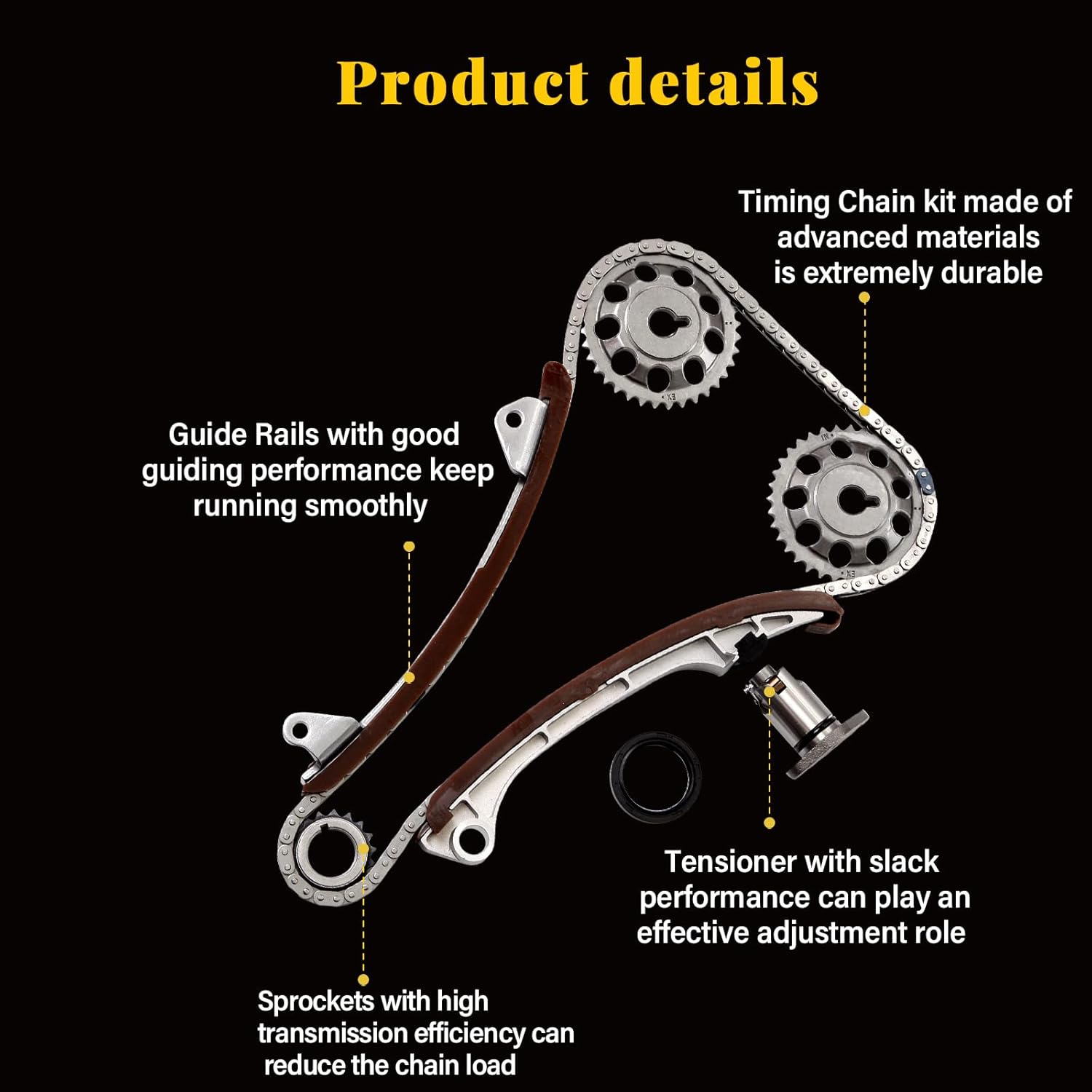 OCPTY Timing Chain Kit for Pontiac for Toyota Vibe Corolla Matrix Celica 1.8L