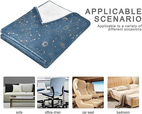 Miniatura 4 de Space Galaxy Constellation Pattern Fluffy Blanket Cozy Ultra-Soft Fall Sofa Throw Blanket 60x90 Inches for Camping Bed Travel Chair Adults Kids
