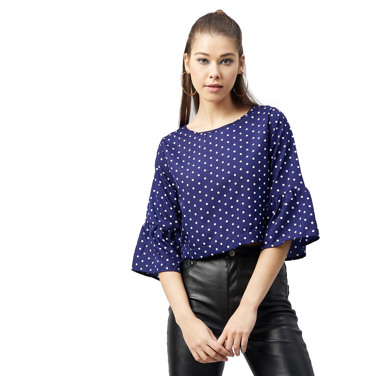 Women Crepe Open Back Bow Tie Top-picture-43