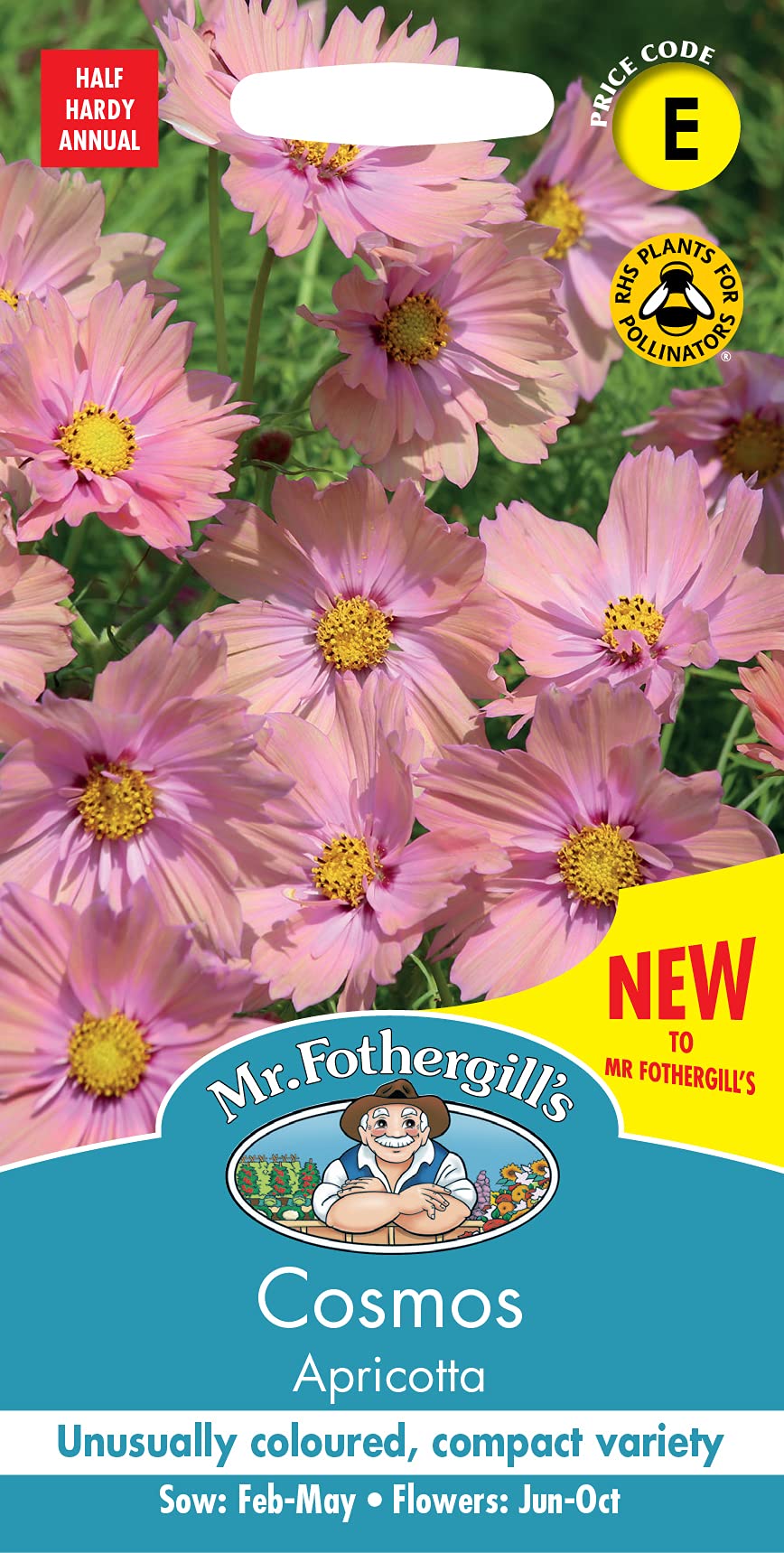 Mr Fothergill’s Cosmos Flower Seeds, Apricotta, Pink