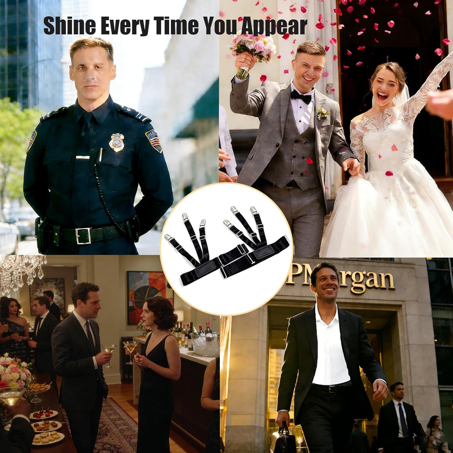 Upgraded Shirt Stays for Men & Women, Adjustable Soft & Smooth Men's Suspenders, Elastic Shirt Garters for All-Day Comfort, Keep Shirt Tucked for Military, Police, Uniform and Formal Wear - Image 6