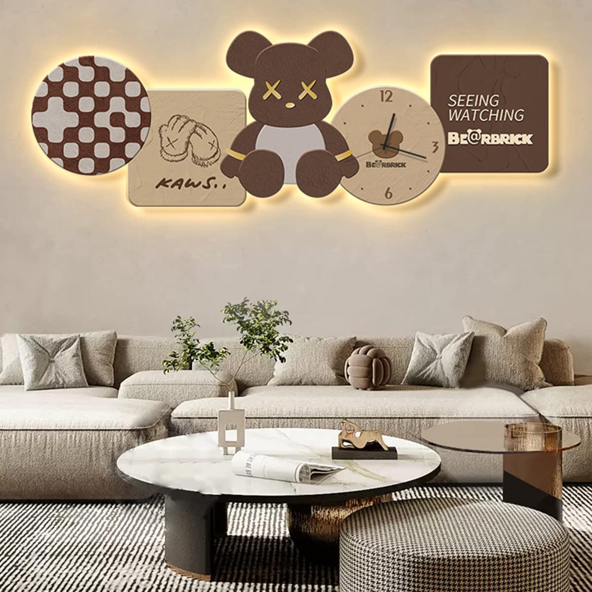 Reloj de Pared Decorativo para Sala de Estar, decoración del hogar, silencioso, sin tictac, Relojes livianos para Dormitorio, Estudio, Decoraciones de Oficina, B-80 * 27CM