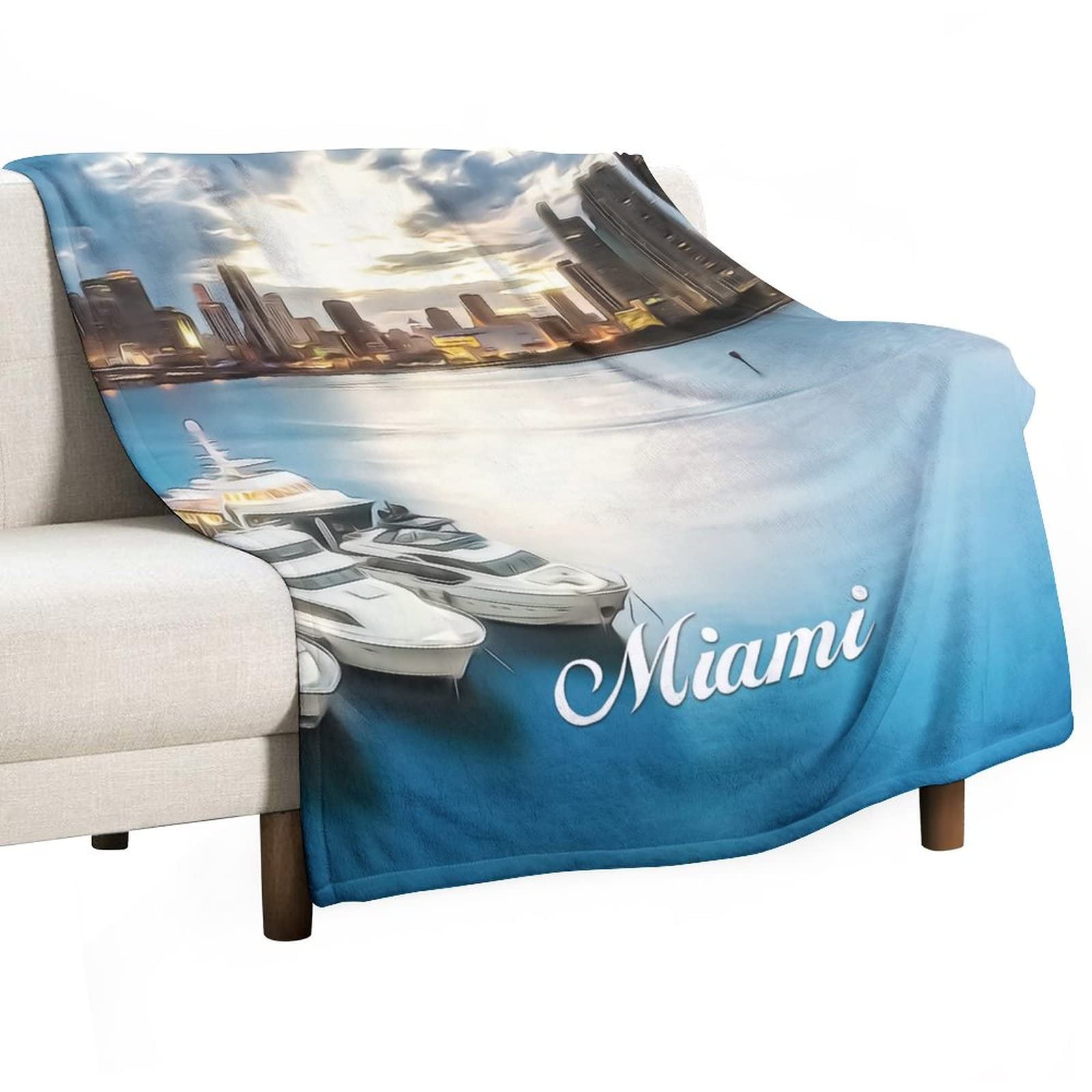 Couverture canapé flanelle Miami douce jeté de lit imprimé hiver 130x150cm