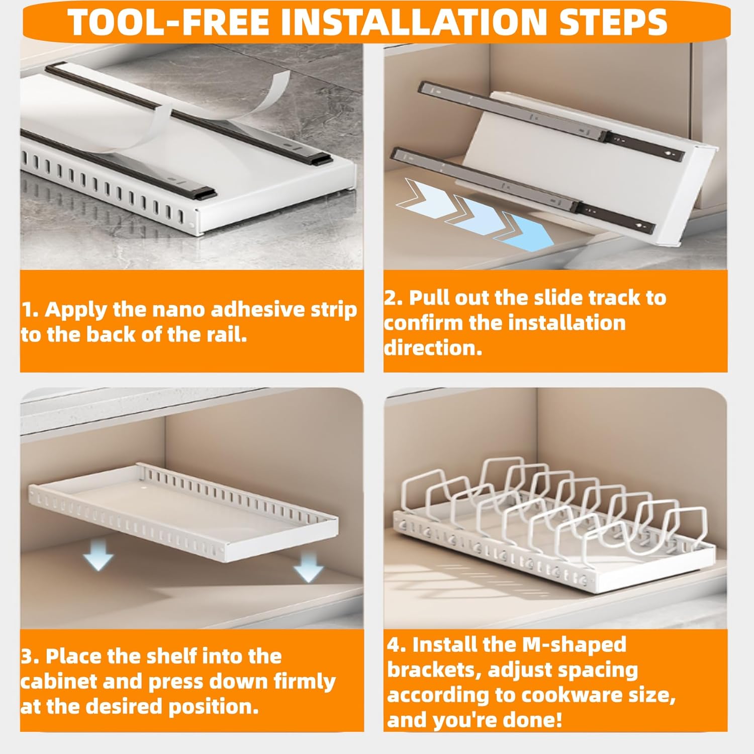 2Pack Expandable Under Cabinet Organizer Rack with 20 Adjustable Dividers for Pots, Pans, Lids & Bakeware, Kitchen Storage Holder for Cabinet Door, Fits Cutting Boards, White