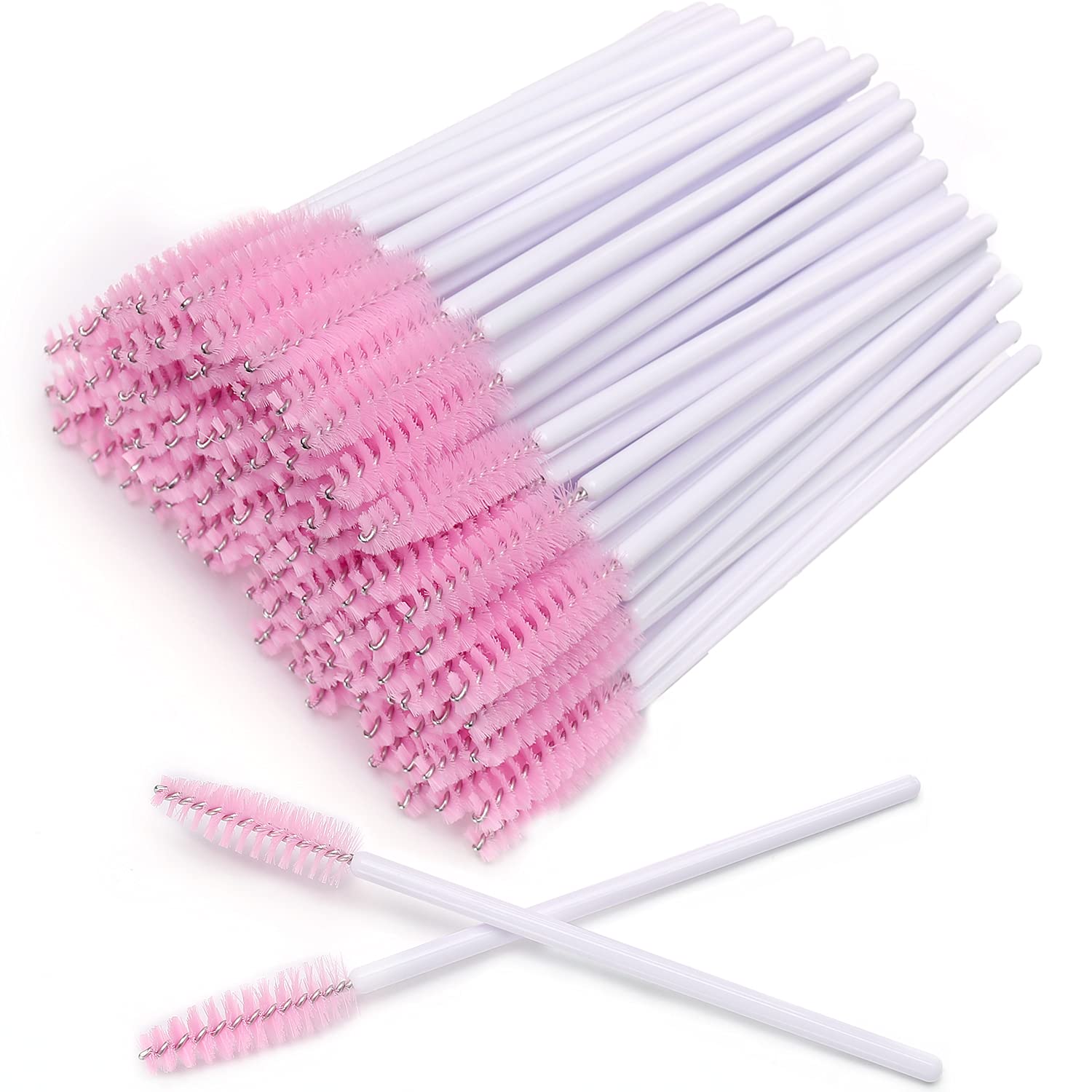 AKStore 200 PCS Disposable Eyelash Brushes Mascara Wands Eye Lash Eyebrow Applicator Cosmetic Makeup Brush Tool Kits (White-Pink) : Beauty & Personal Care