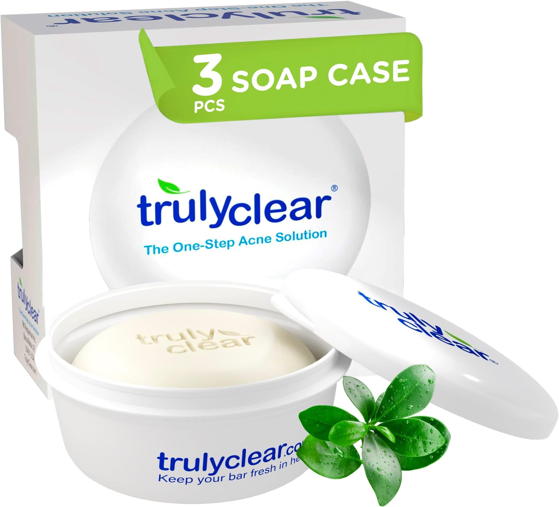 Truly Clear: Keep Dry Soap Case - 3pc Design, Holder For Acne Solution Bar, Draining Tray, Leakproof, Portable Wet Soap Container, Gym-Shower-Carry On