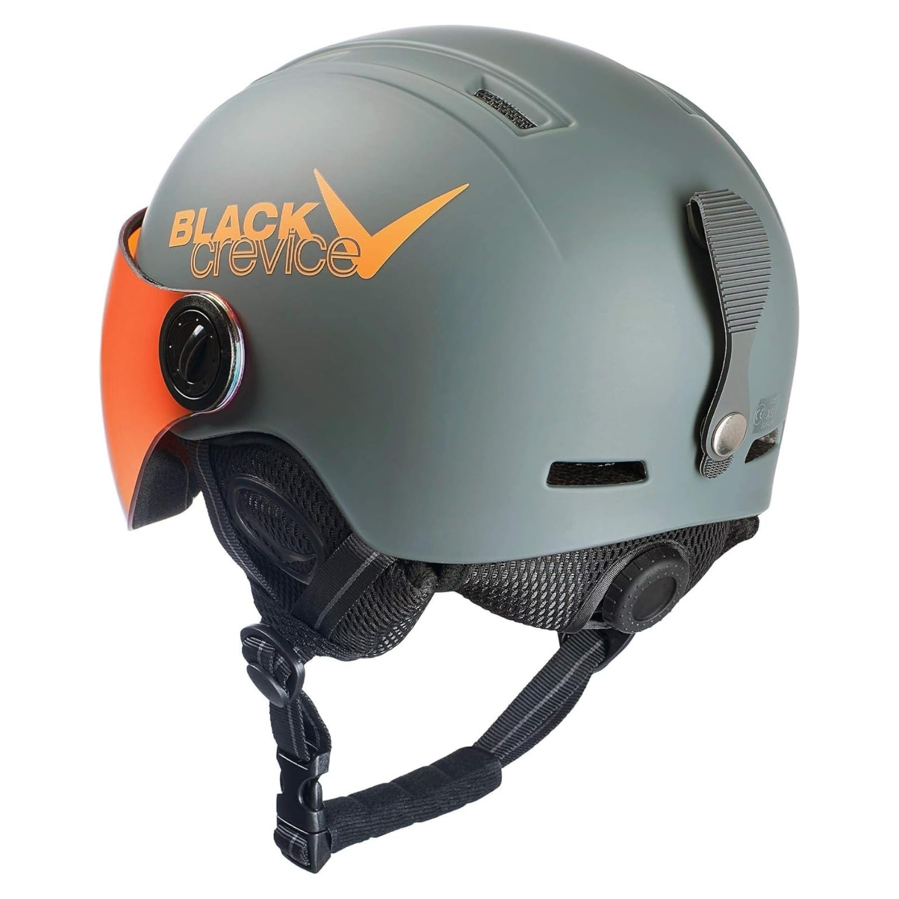 Black Crevice Kinder-Skihelm Leogang I Skihelm mit Visier im Pilotenstyle I Snowboardhelm für Jungen & Mädchen I Atmungsaktiver Ski-Helm I Größenverstellbar