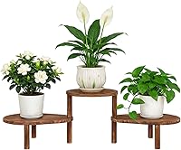 Vista 9 de Estante de plantas cóncavo de interior, soporte de plantas ovalado deformable de 3 niveles, soporte largo para macetas para múltiples plantas