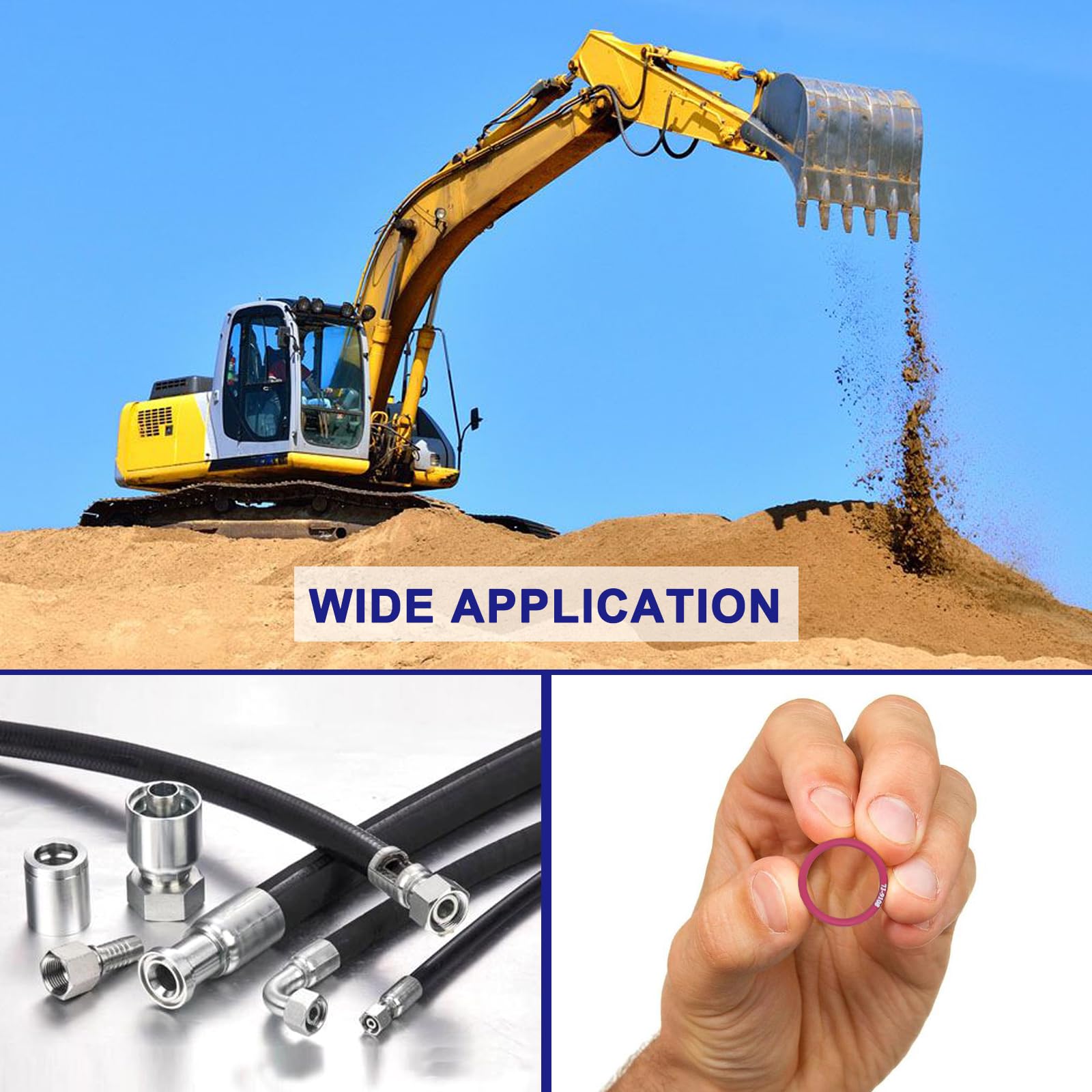 BUSY-CORNER Kit de 120 juntas tóricas, revestimiento de PTFE de nitrilo 90, accesorios de manguera hidráulica, compatible con excavadora CAT Caterpillar, Caucho sintético