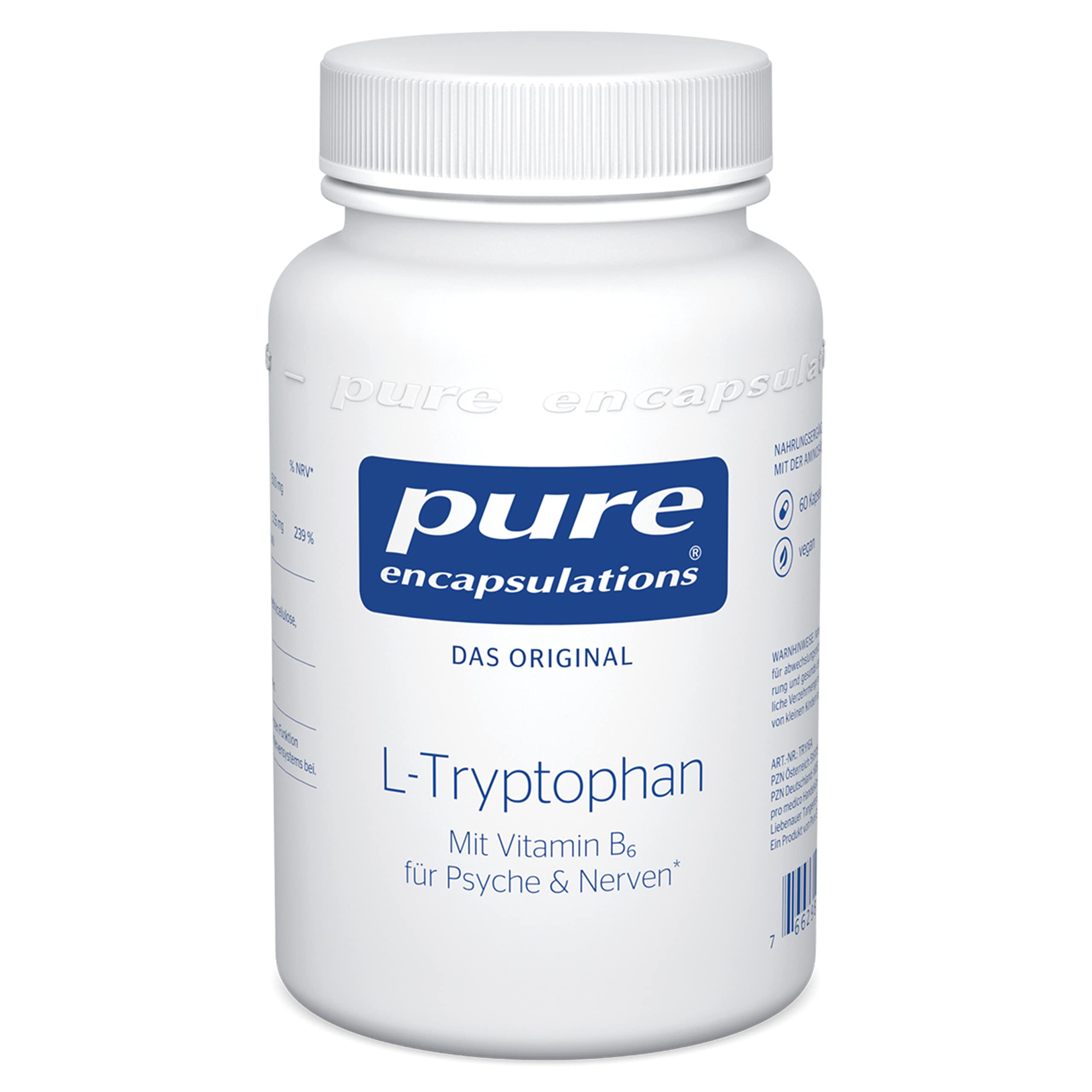 Pure Encapsulations - L-Tryptophan - Aminosäuren - Mit Vitamin B6 Für Normale Funktion von Psyche und Nerven - 60 Kapseln