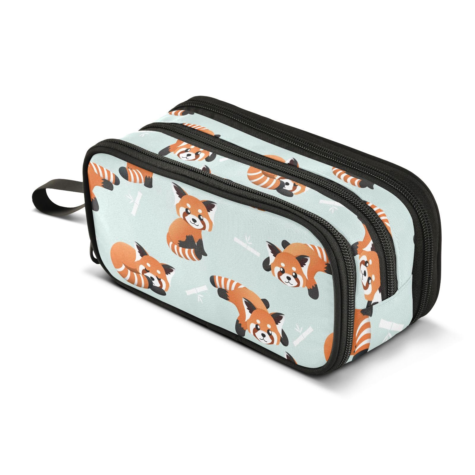 ISAOA Big Capacity Pencil Cases Cute Red Panda Bamboo Pouch Bag Large Pen Bag Stationery Bag for Girls Boys Student Adults Zipper Pencil Pouch
