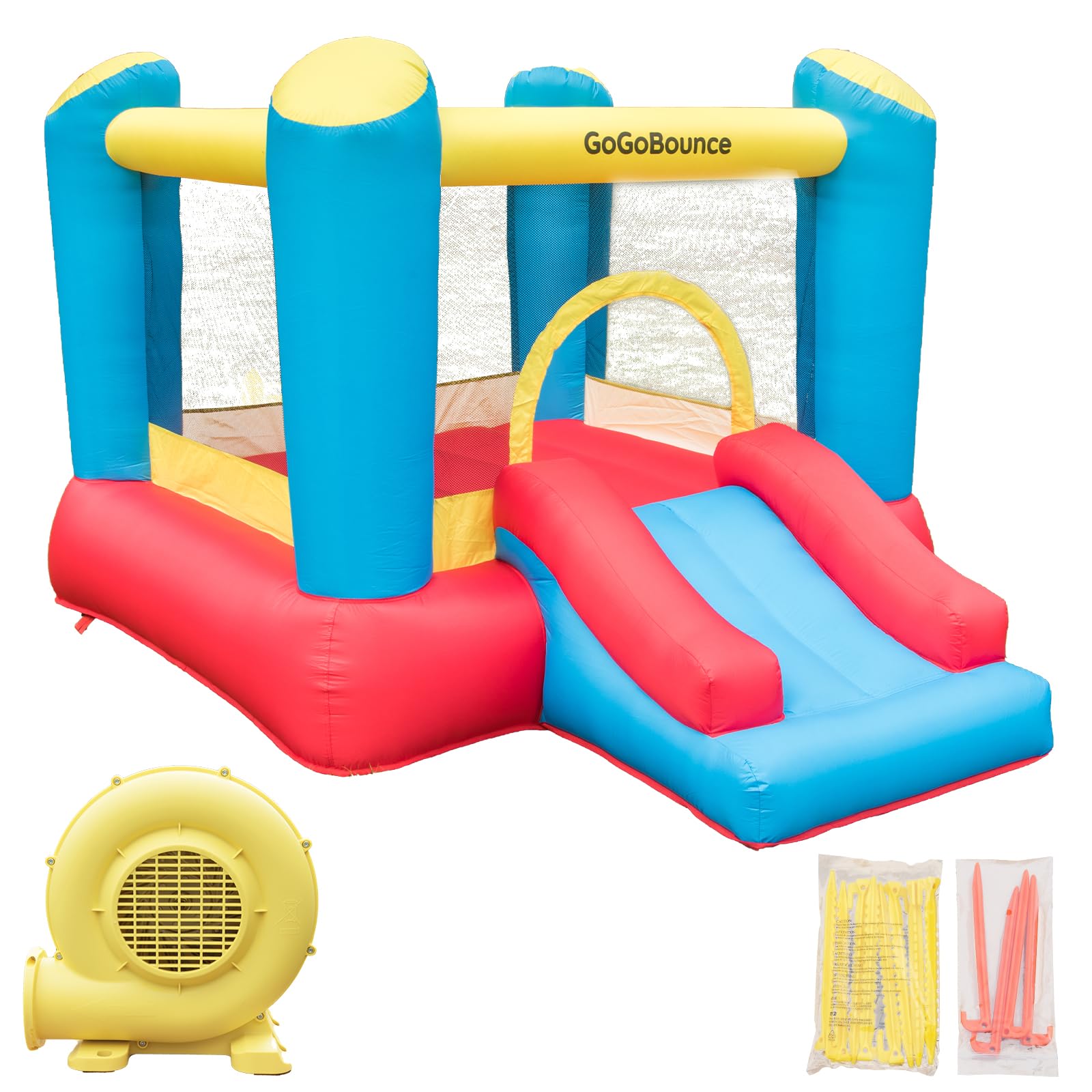 Easy Setup Inflatable Bounce House with Slide for Toddlers and Big Kids - Includes Blower, Durable Oxford Fabric, Indoor/Outdoor Use for Parties (Ages