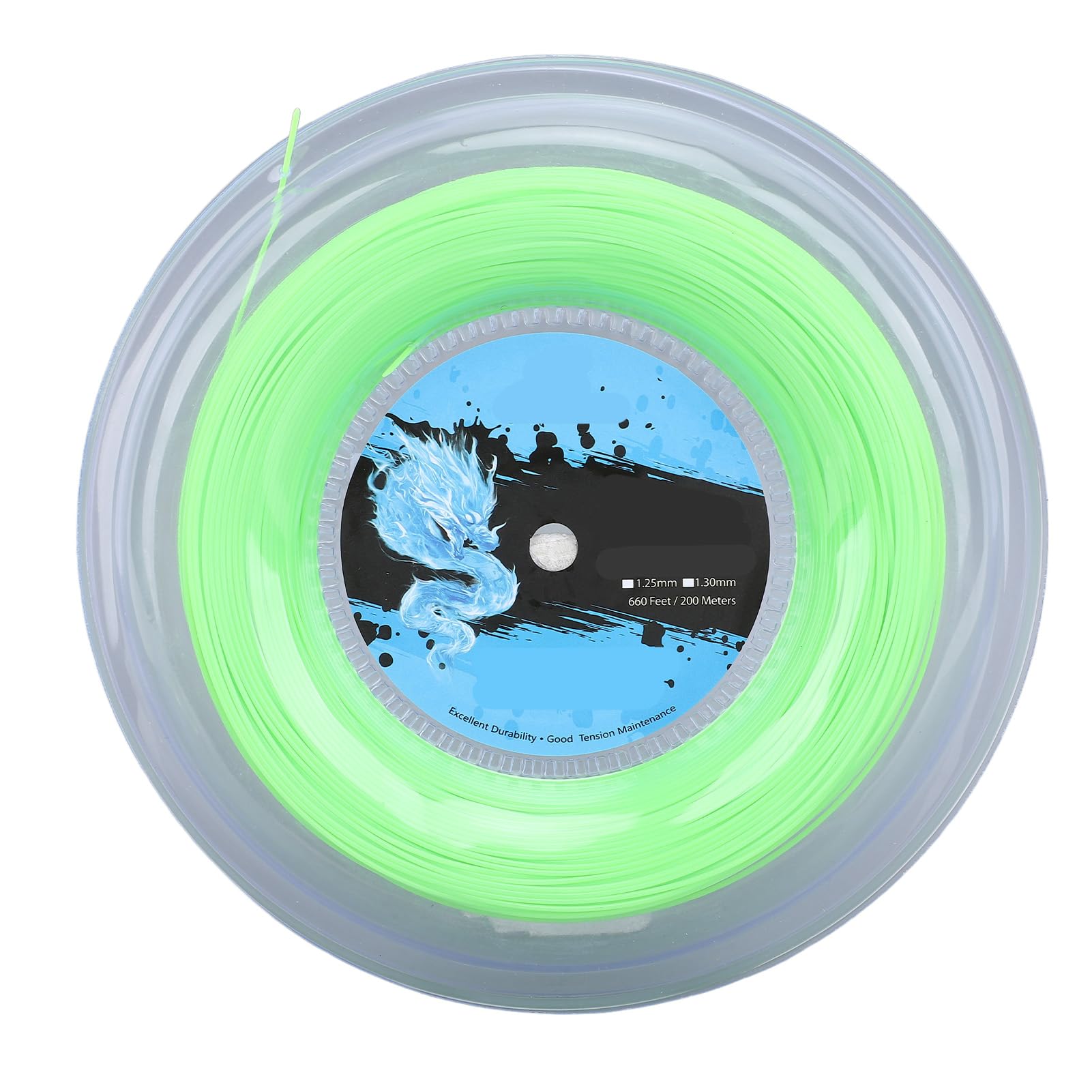 Yunir Carrete de Cuerda de Tenis, Cuerda de Raqueta de Tenis de Poliéster de 200 M con Diámetro de Cuerda de 1,3 Mm, Verde Fluorescente Vibrante, para Entrenamiento de Tenis