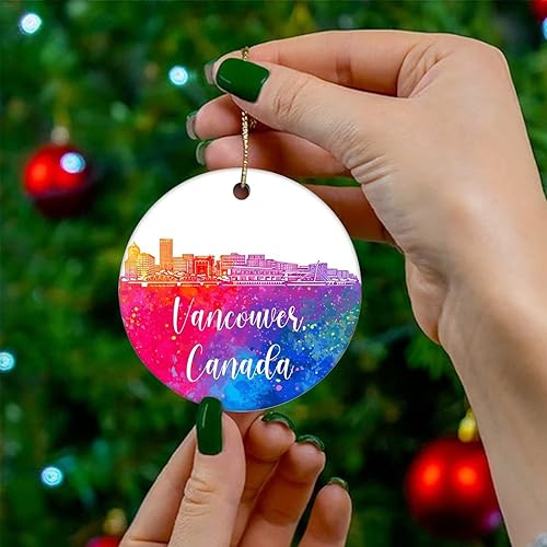 Miniatura 4 de Cheyan Divertido adorno de porcelana de Canadá-Vancouver para decoración del hogar colgantes de Navidad acuarela para árbol de Navidad adorno