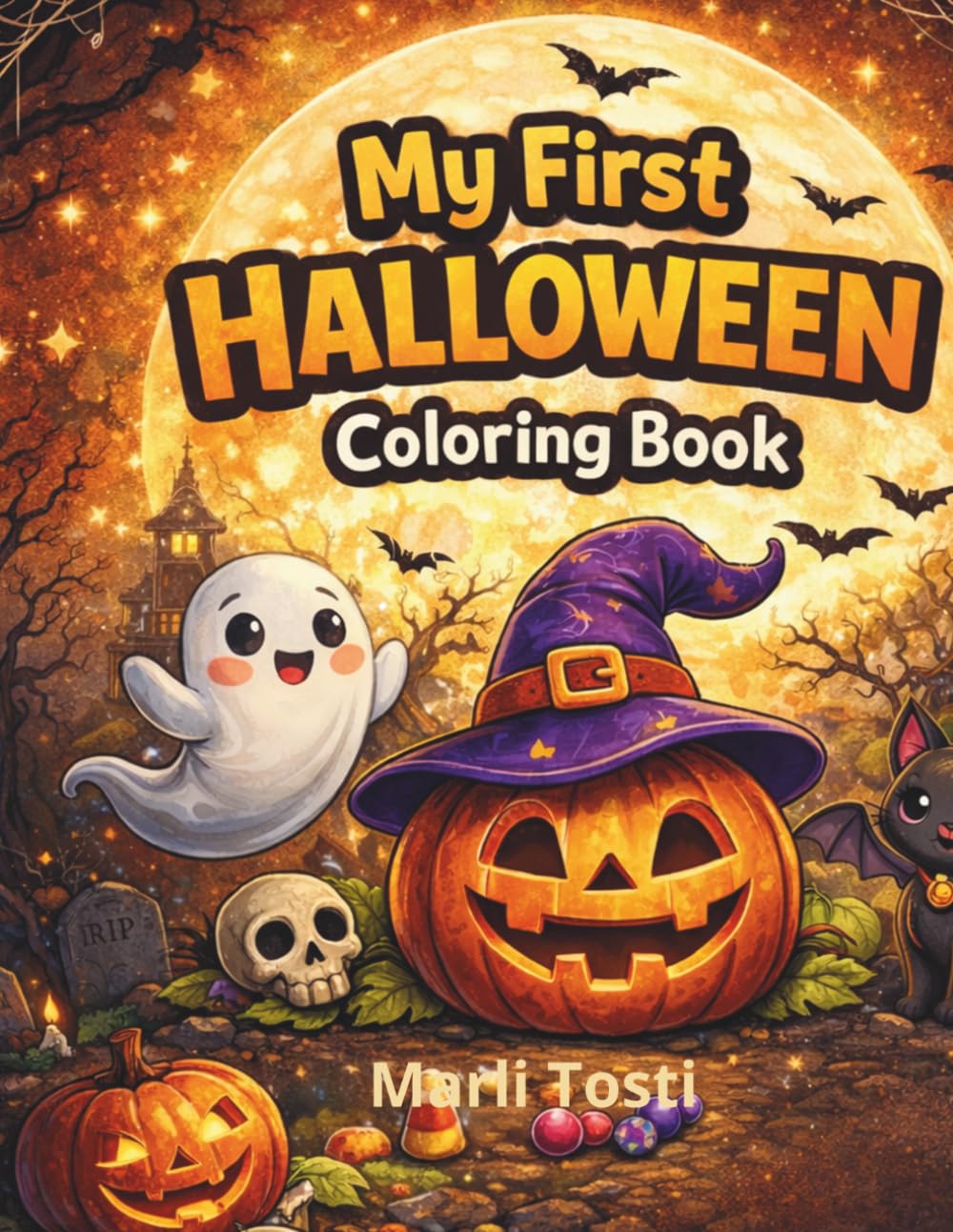My First Halloween Coloring Book": "Cute & Not-So-Scary Characters for Kids Ages 4–8