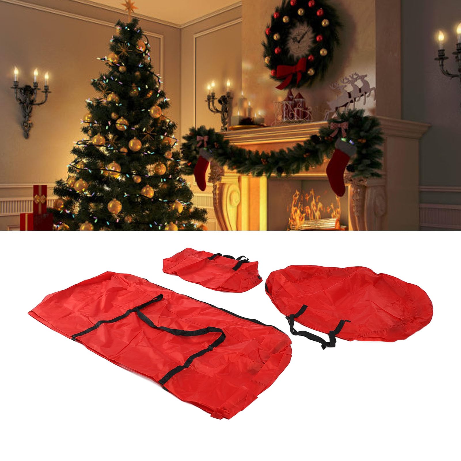 Scatola portaoggetti per albero di Natale Borsa portaoggetti per albero di Natale Borsa portaoggetti per albero artificiale Scatola portaoggetti per ornamento contenitore natalizio (Rossa)