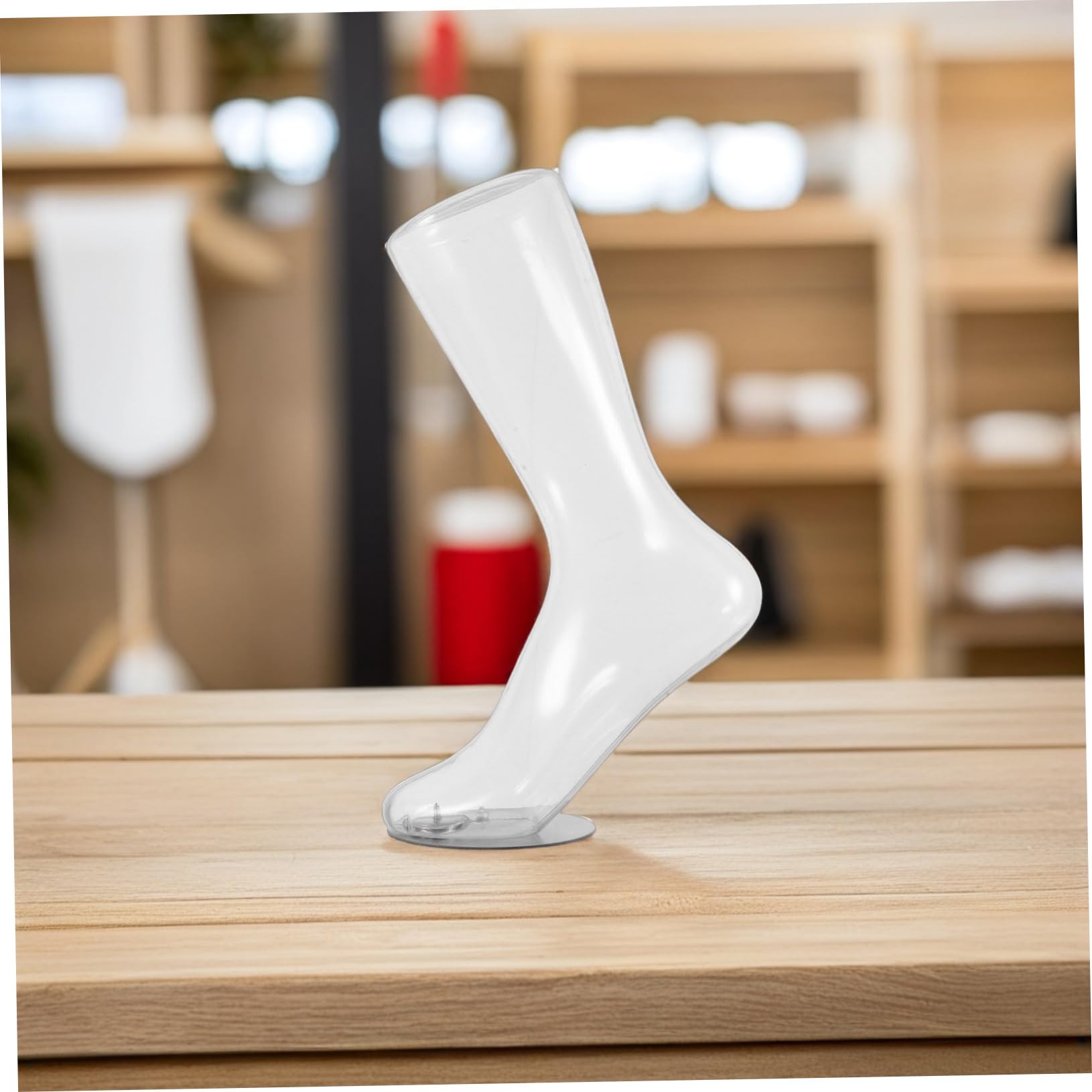 ULTECHNOVO Modèle Magnétique et PVC en Présentation Acier ou Réaliste Inoxydable Pied Mannequin de Transparent Base Féminin de Chaussettes en Magasin Centre Commercial