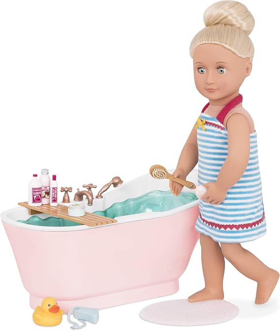 Our Generation - Bath & Bubbles Set - 18-Inch Doll Accessories - Bathtub Set - Water Sounds - Pretend Play - Toy for Kids 3 Years +