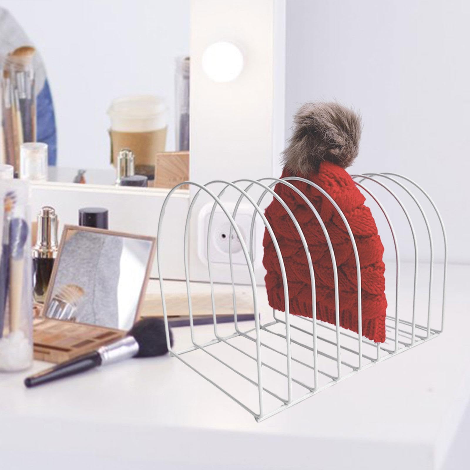 Sharplace Présentoir de chapeaux en laine, support de bonnet de bain, support décoratif de table pour chapeaux, support de rangement pour chapeaux en tricot, 10 grilles blanches