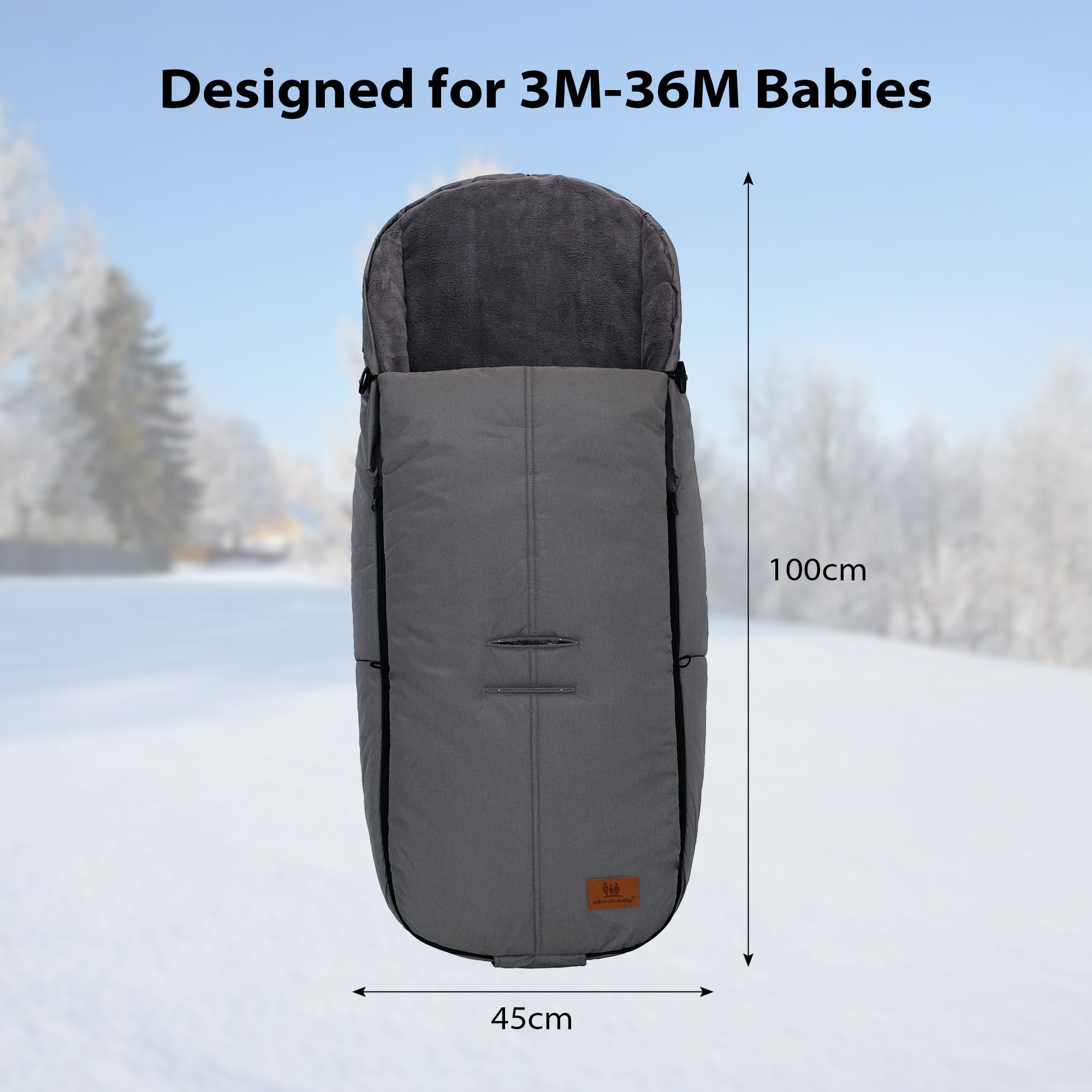 Chanceliere Universelle pour Poussette Imperméable et Coupe-Vent Couverture pour Poussette Sac de Couchage Bébé Hiver Accessoire Poussette (Gris)