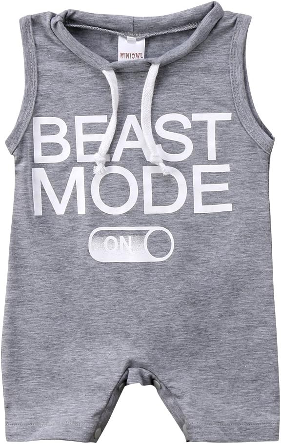Newborn Infant Baby Boy Beast Mode Sleeveless Short Romper Jumpsuit Summer Clothes