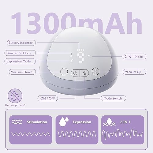 Miniatura 4 de Extractor de leche manos libres extractor de leche portátil con 3 modos9 nivelespantalla LED, bajo ruido, para inserto de cojín de silicona de