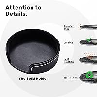 Vista 9 de 6 posavasos redondos de cuero con estampado de rosas color verde azulado, impermeables, con soporte para sala de estar, cocina, bar, 3.9 pulgadas