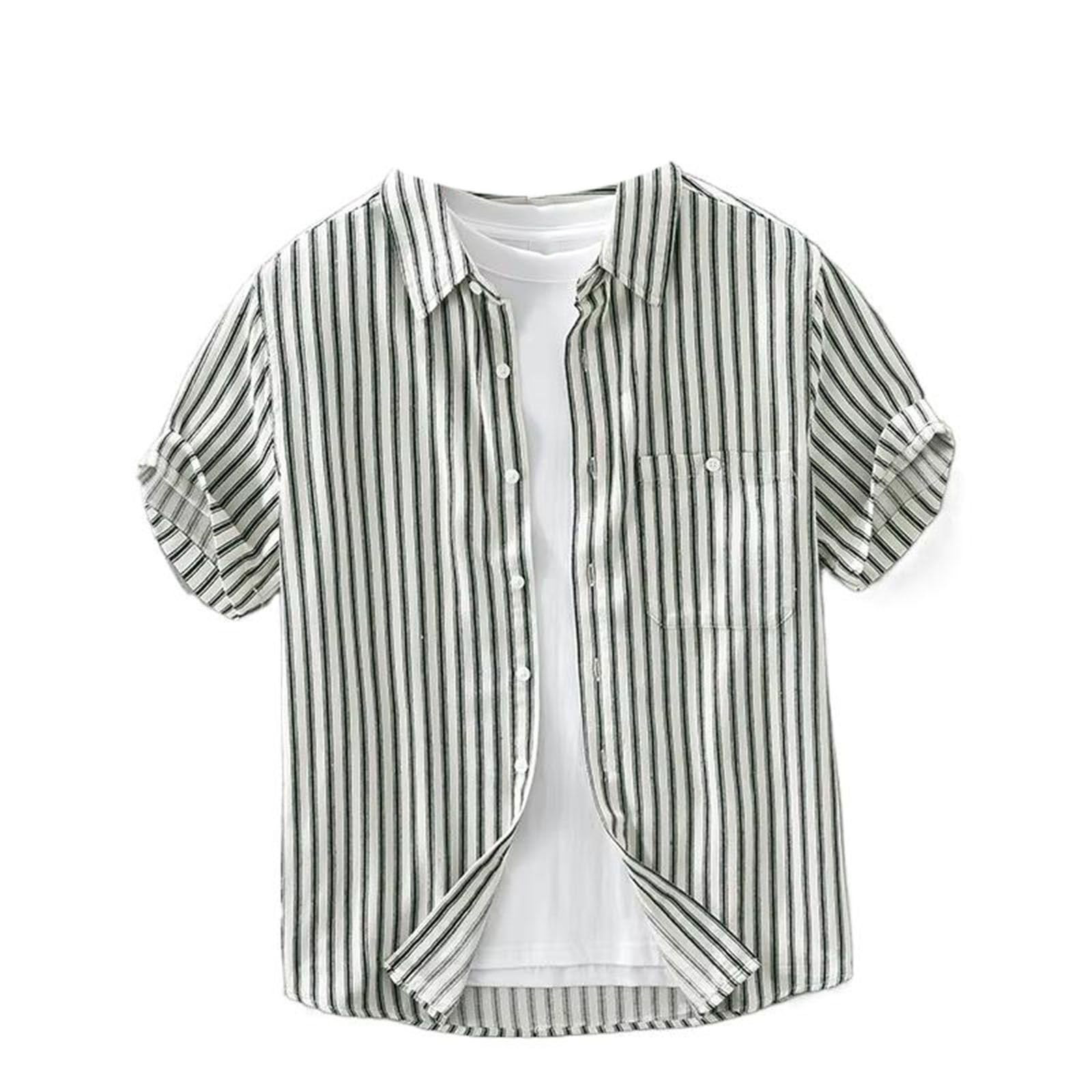 Camicetta Casual Sottile da Uomo a Righe, Top Leggero Street Style per Primavera ed Estate