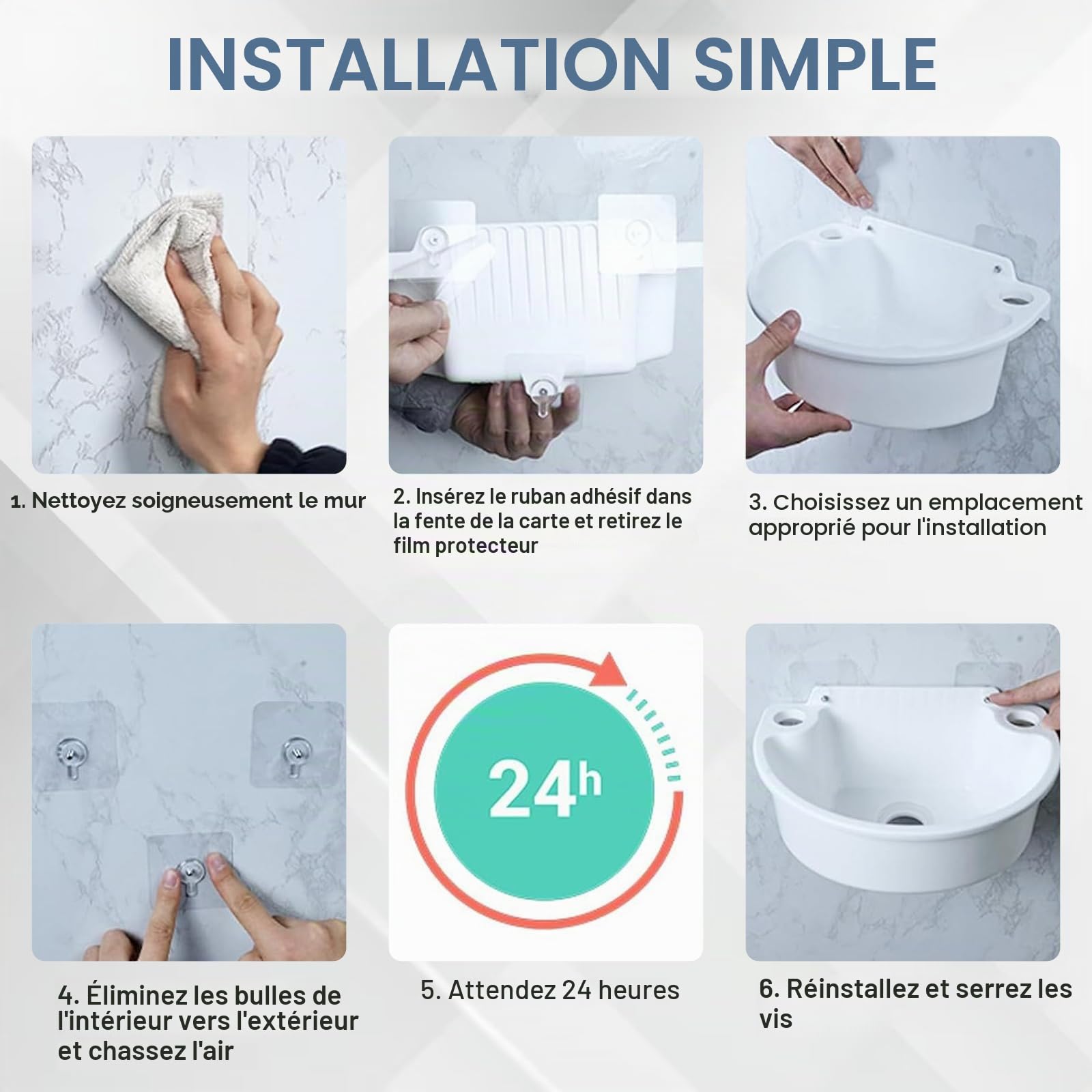 Lavabo en plastique, lavabo de camping, bassin de vidange, lavabo à main en plastique simple avec tuyau et bouchon de vidange pour jardin, garage, cave, camping-car, cave, chantier de construction