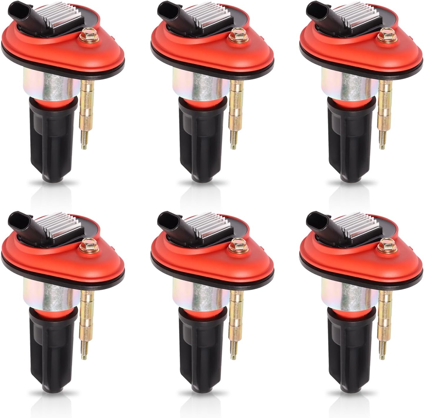 ENA Set of 6 Red Ignition Coil Pack Compatible with Chevy GMC Isuzu Hummer Saab Buick Trailblazer Envoy Rainer Colorado Canyon Bravada i-280 i-290 i-350 i-370 97x H3 Coils Replace# UF303 C1395