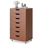 DORTALA 5 Drawer File Cabinet with Wheels, Versatile Mobile Under Desk Office Storage Cabinet, Wood Filing Cabinet for Home Office, Black