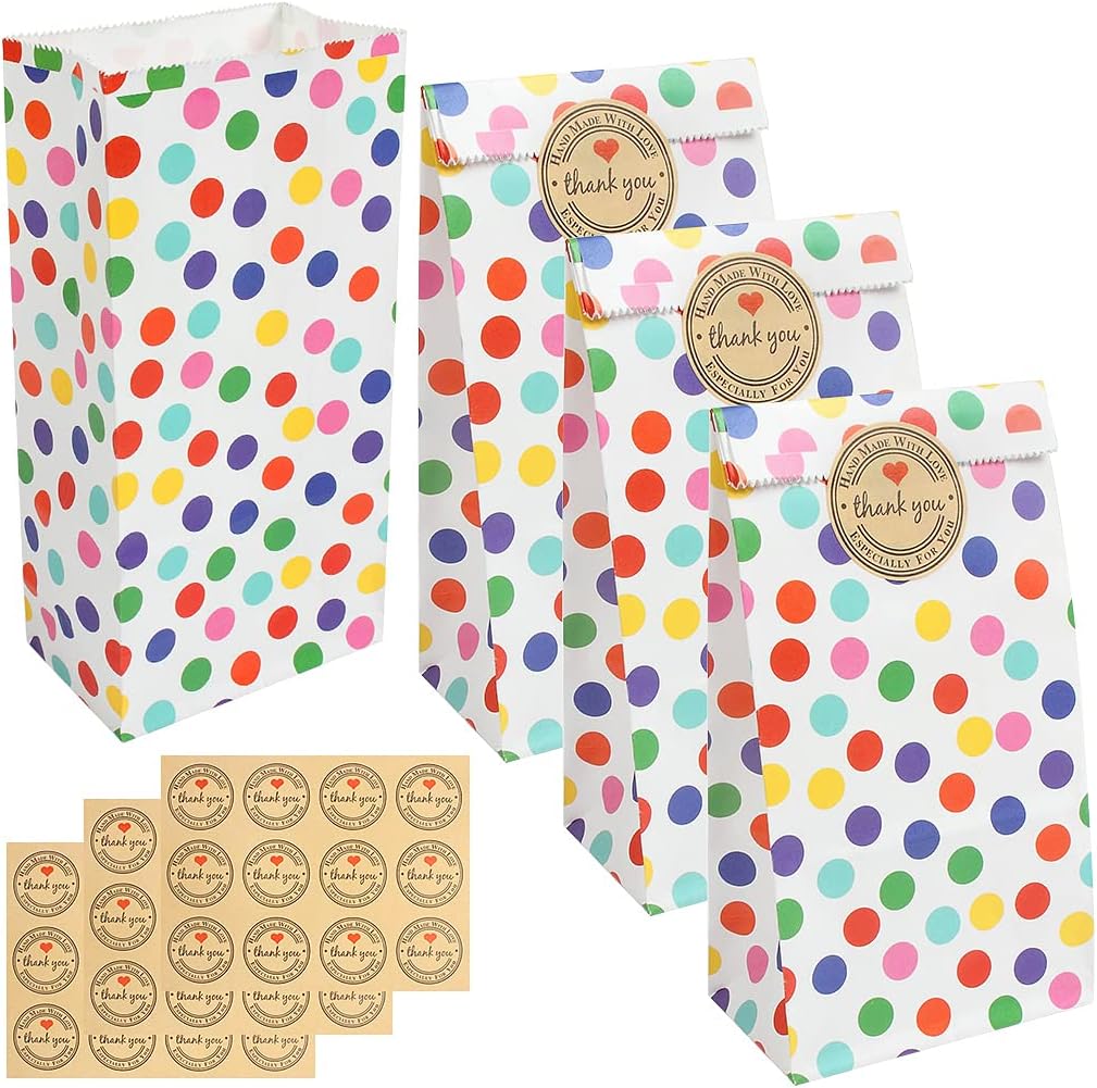 30-Pack Kraft Paper Treat Bags With Gift Tags & Twine - 5.1x3.1x9.5 Inch Party Favor Bags For Candy, Cookies, Gifts