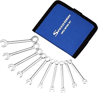 SPEEDWOX 10 Pcs Mini Combination Wrench Set Metric Mini Ignition Wrench Set 4-11mm Open and Box End Small Wrench Set Carbon Steel Spanner with Portable Pouch for Assembling Furniture Small Equipment
