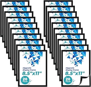 Magnetic Sign Holder, 20 Pack 8.5"x11" Magnetic Paper Holder,Self Reusable Adhesive Frames,Picture Frame Document Holder Walls & Window Adhesive Frames for Office,Home,Restaurant and Store