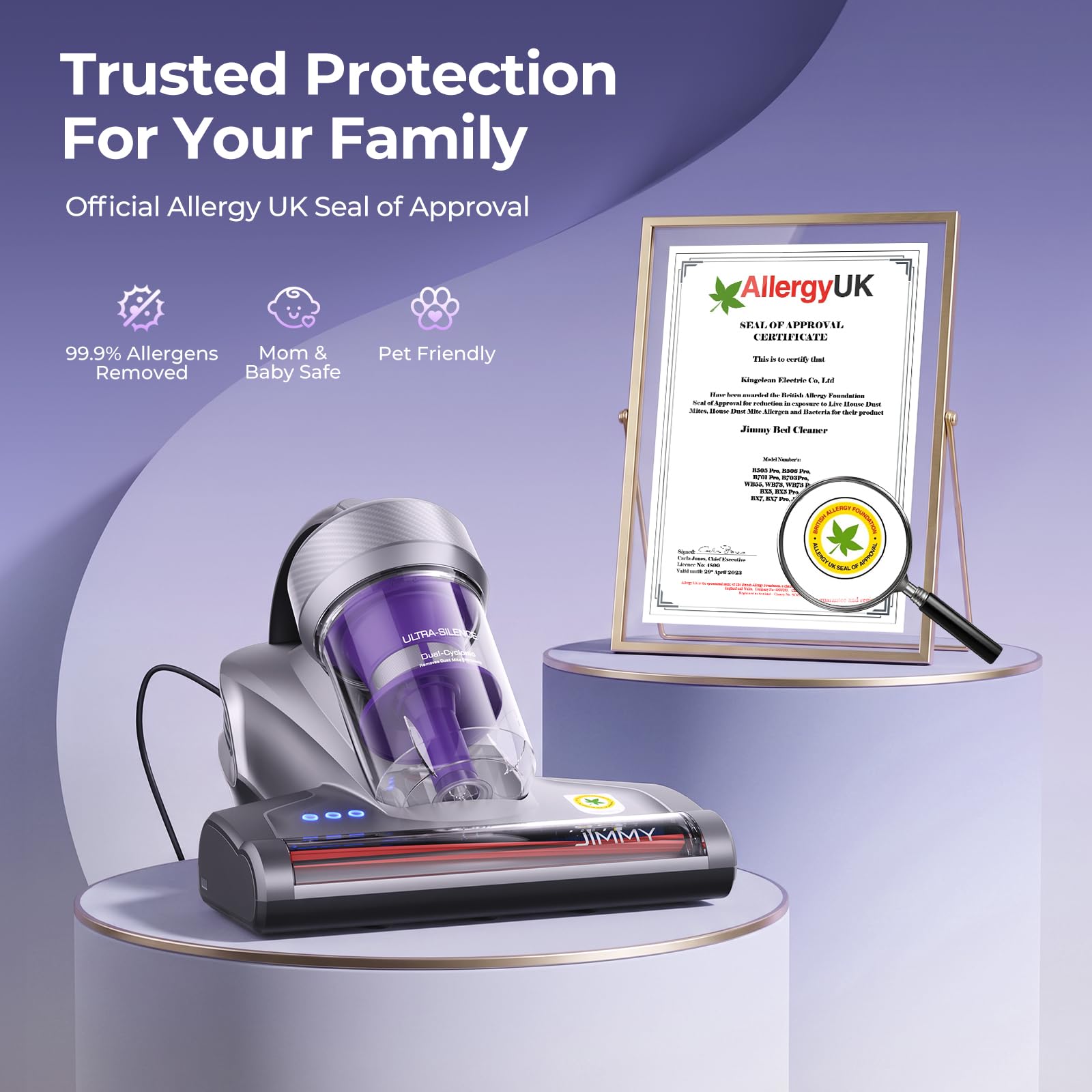 JIGOO T600 Mattress Bed Vacuum Cleaner with UV-C Light, 15Kpa Suction, 700W thumbnail 13
