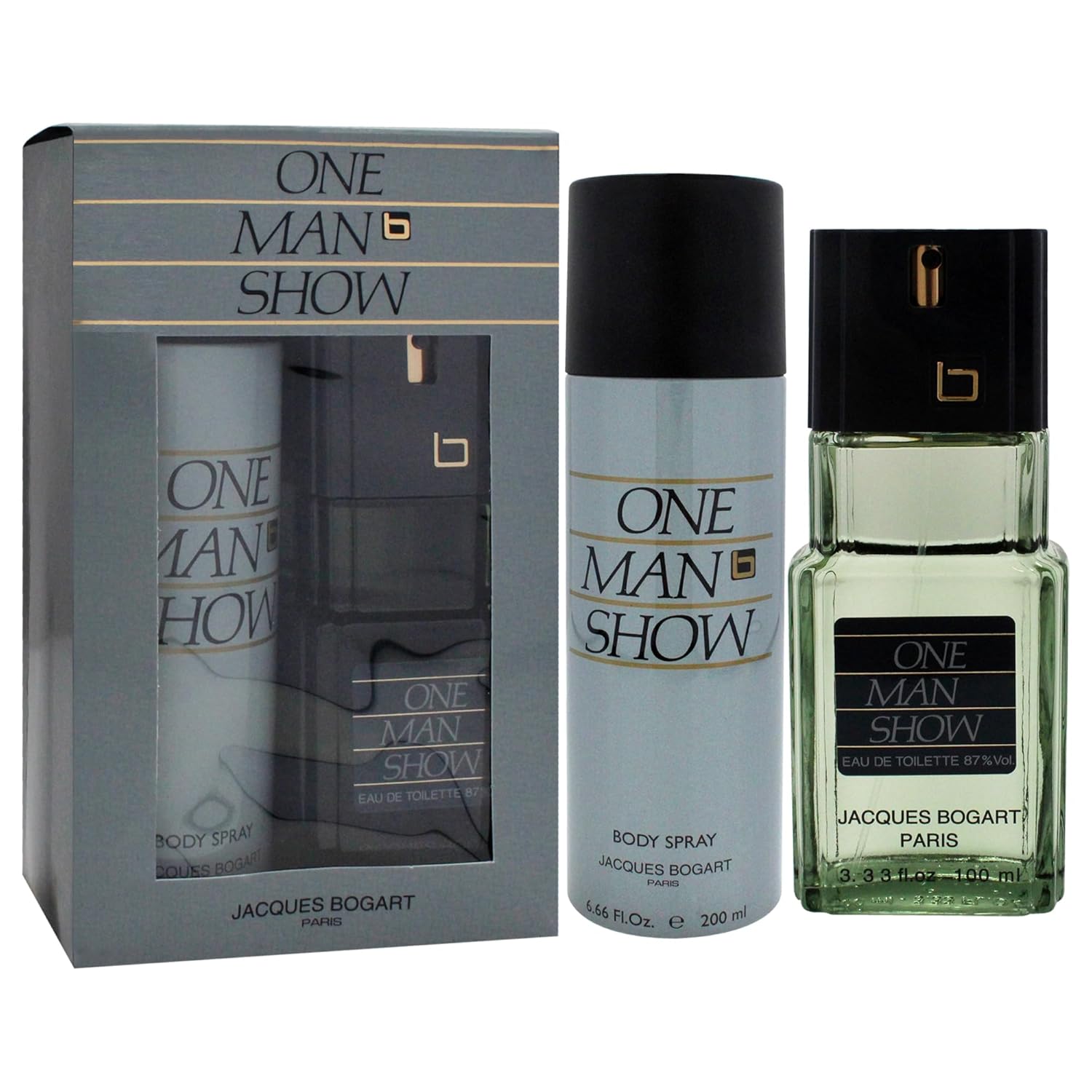 Jacques Bogart One Man Show for Men - 2 Pc Gift Set 3.3oz EDT Spray, 6.6oz Body Spray