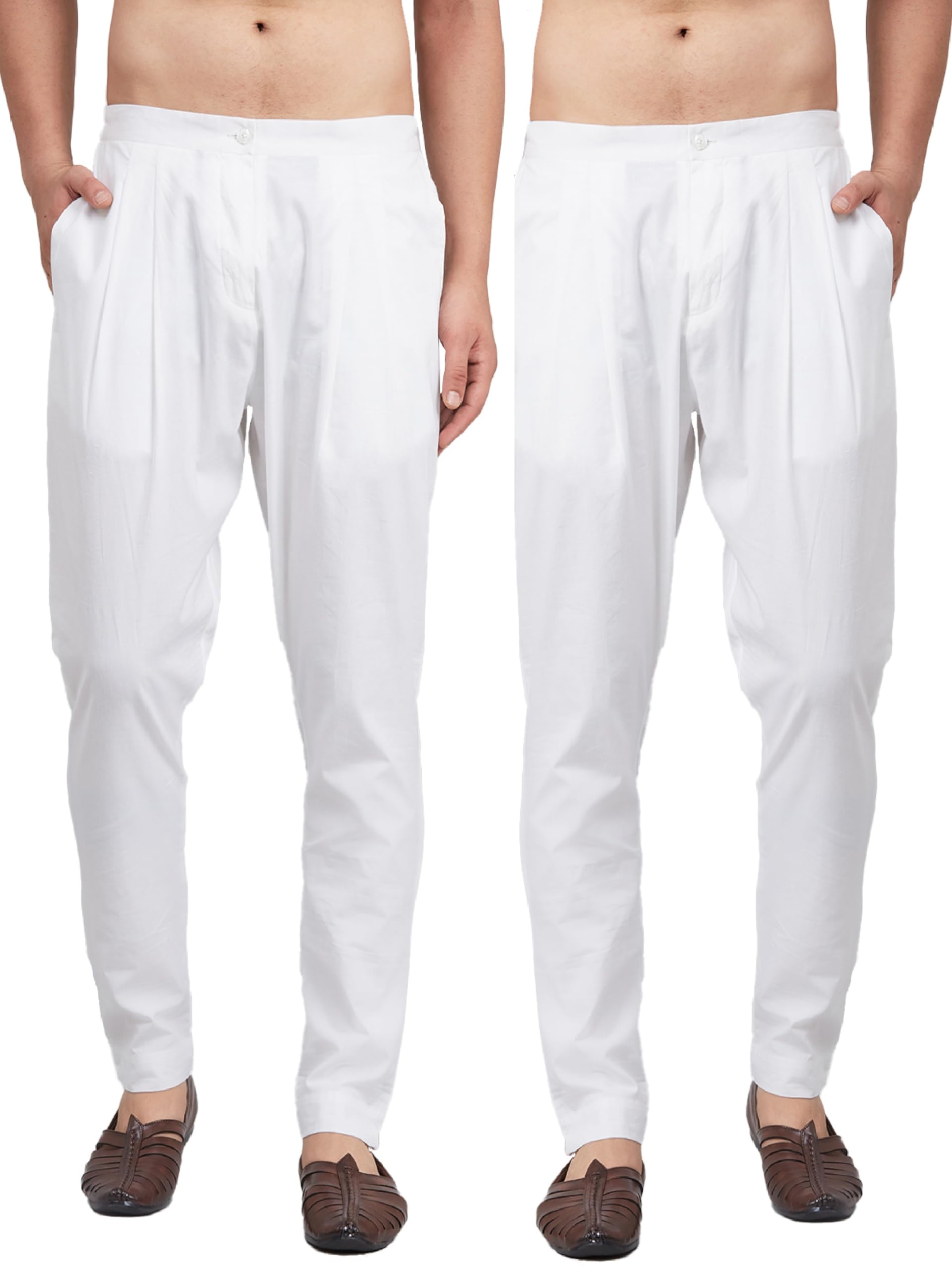 See Designs Men White Solid Pure Cotton Men's Pyjama (Pack Of 2)_Sdcbpj153S