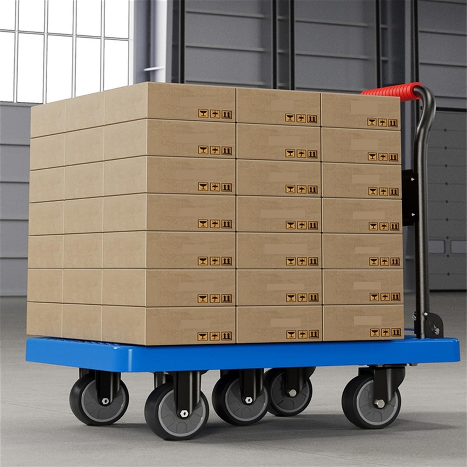 WANGHAI-666 Carretillas manuales Plegables de Plataforma Carro de Plataforma Engrosado, Carrito Plegable Multiusos con Ruedas silenciosas Goma 5 Pulgadas(Blue)